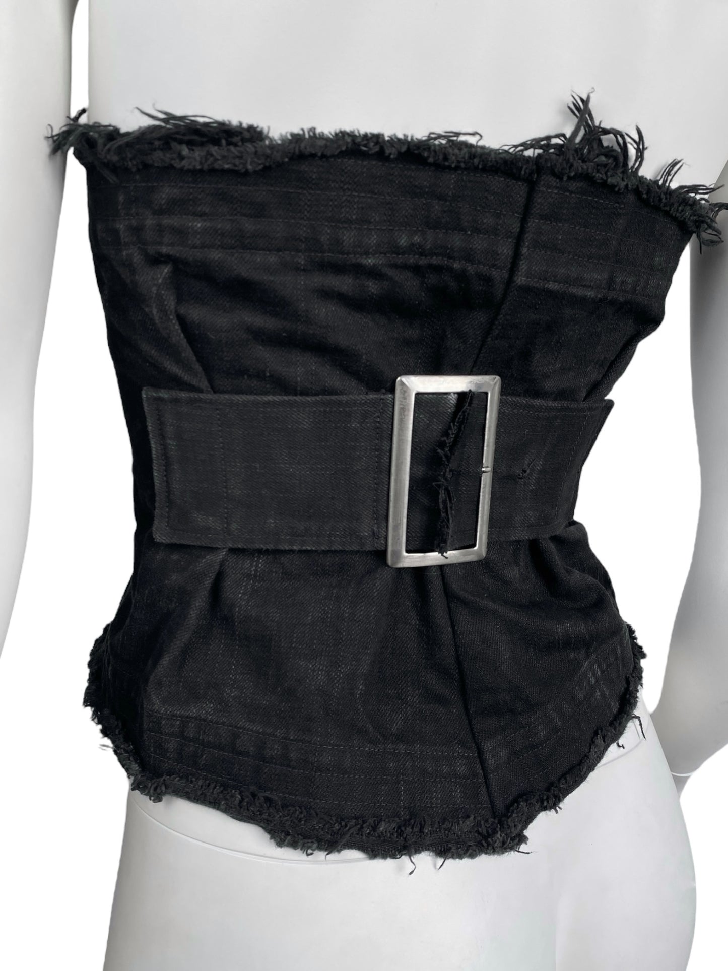 Y’S YOHJI YAMAMOTO 2010s BLACK DENIM BUSTIER CORSET TOP