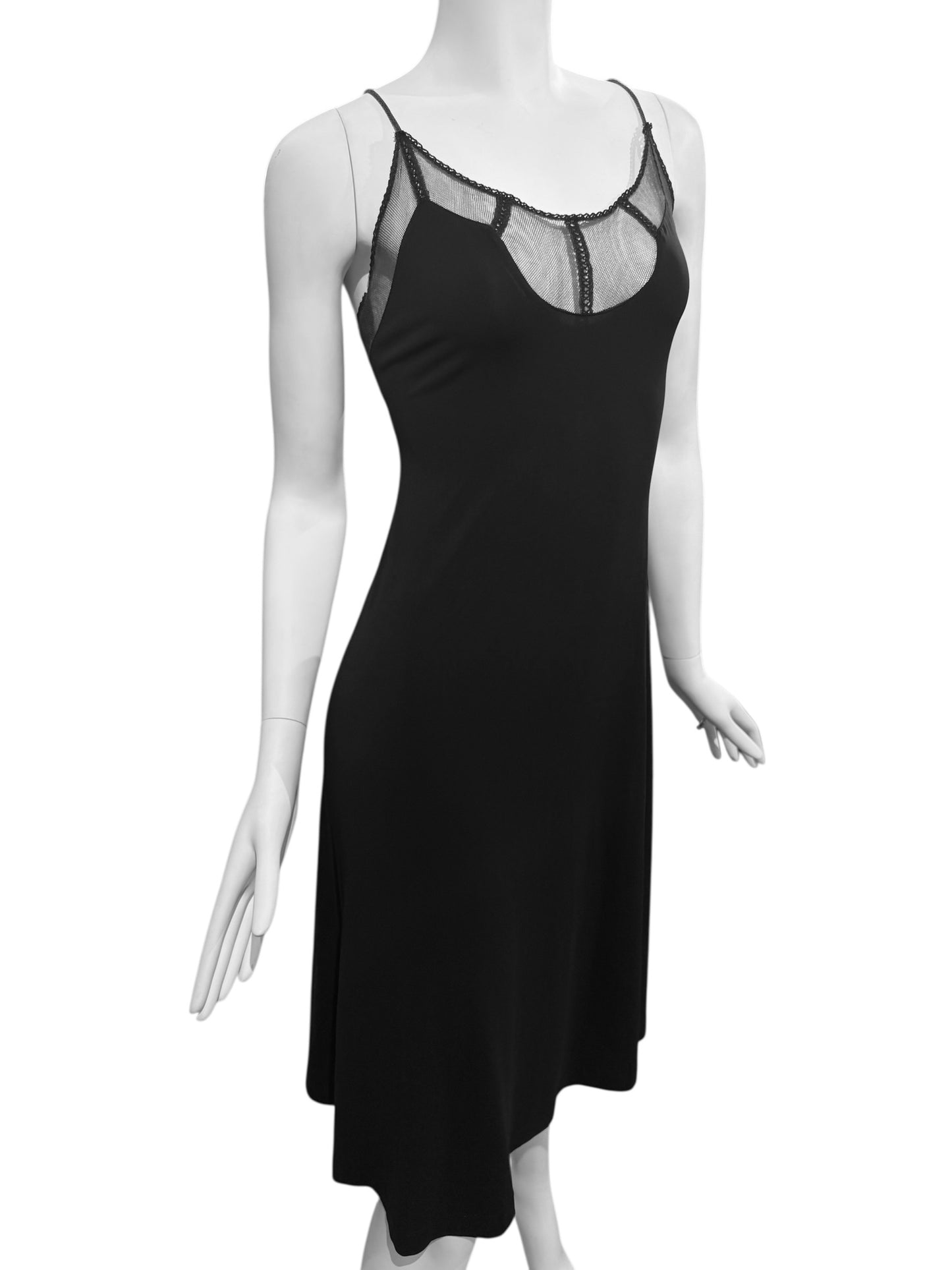 PLEIN SUD 2000s BLACK TULLE NECKLINE MIDI DRESS