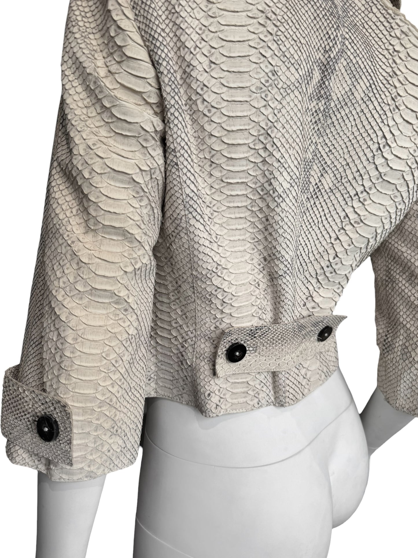 JITROIS 2000s CREAM PYTHON LEATHER JACKET