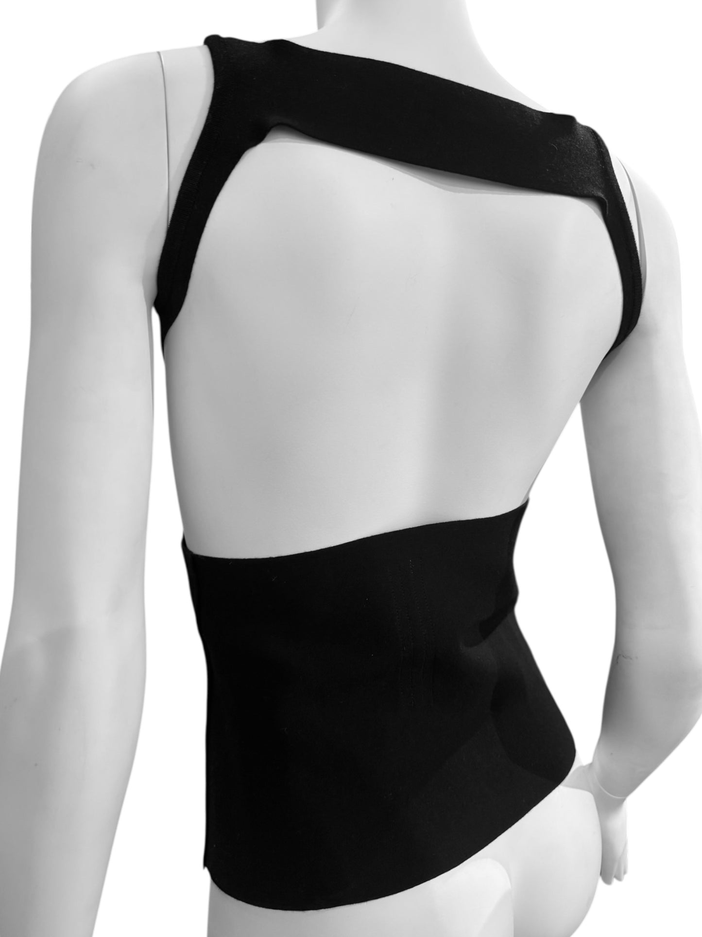 RICK OWENS SS2020 BLACK KNIT CUT OUT TANK TOP