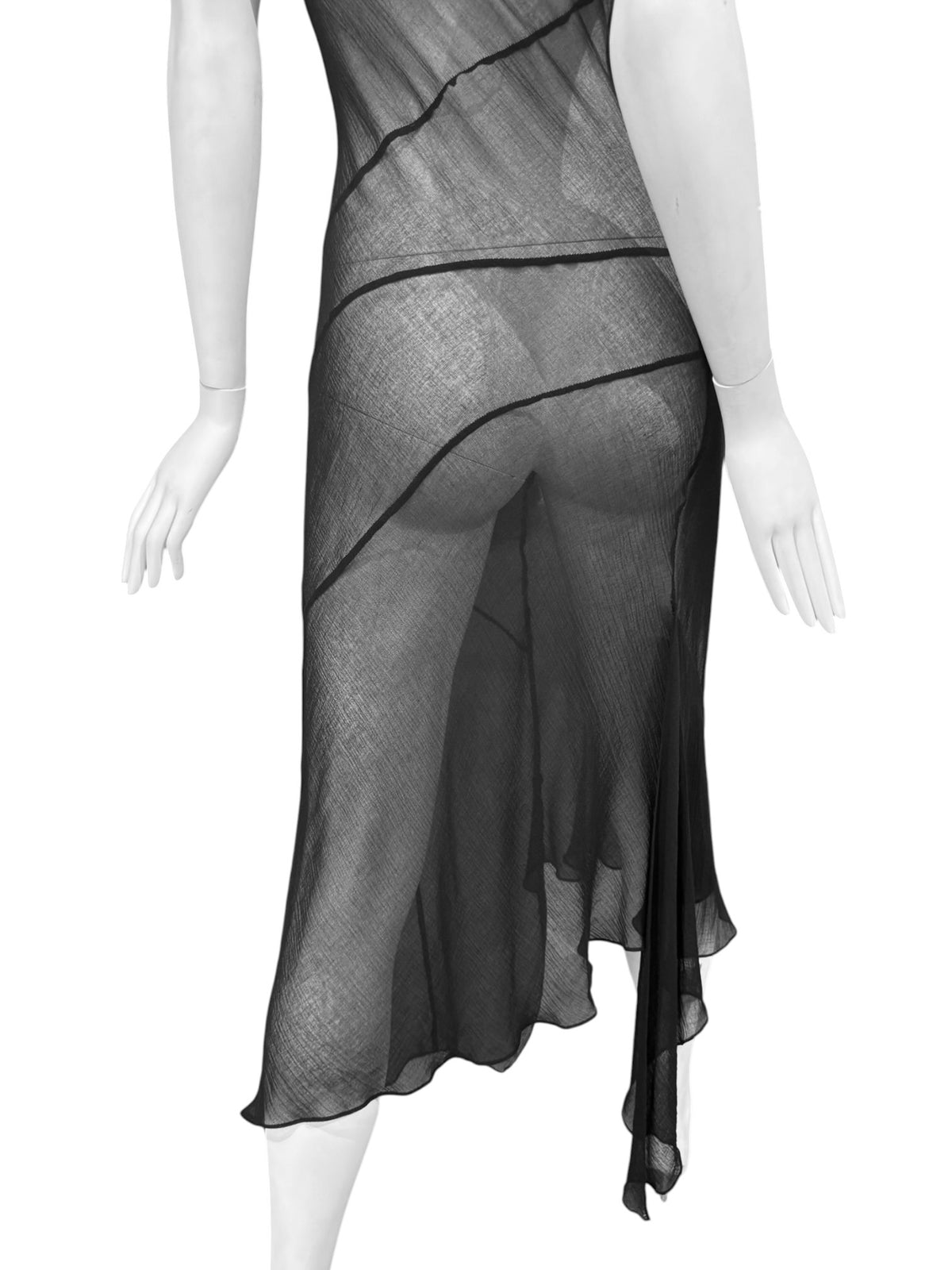 PLEIN SUD SS2002 BLACK SHEER MAXI DRESS