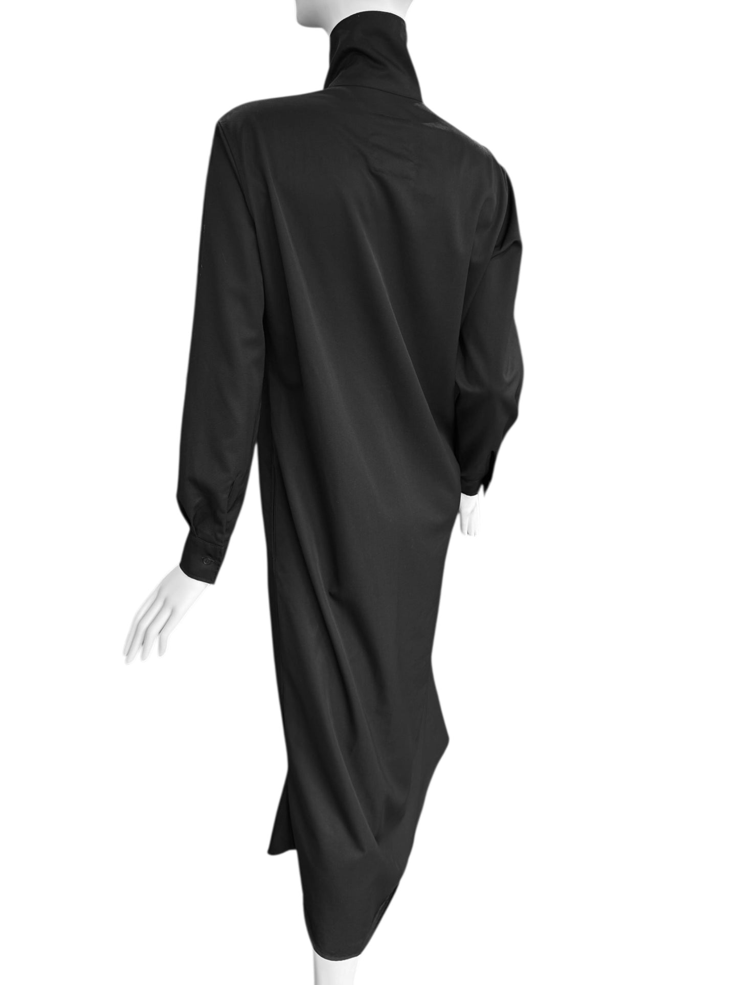 Y’S YOHJI YAMAMOTO 2010s BLACK HIGH COLLAR MAXI DRESS/COAT