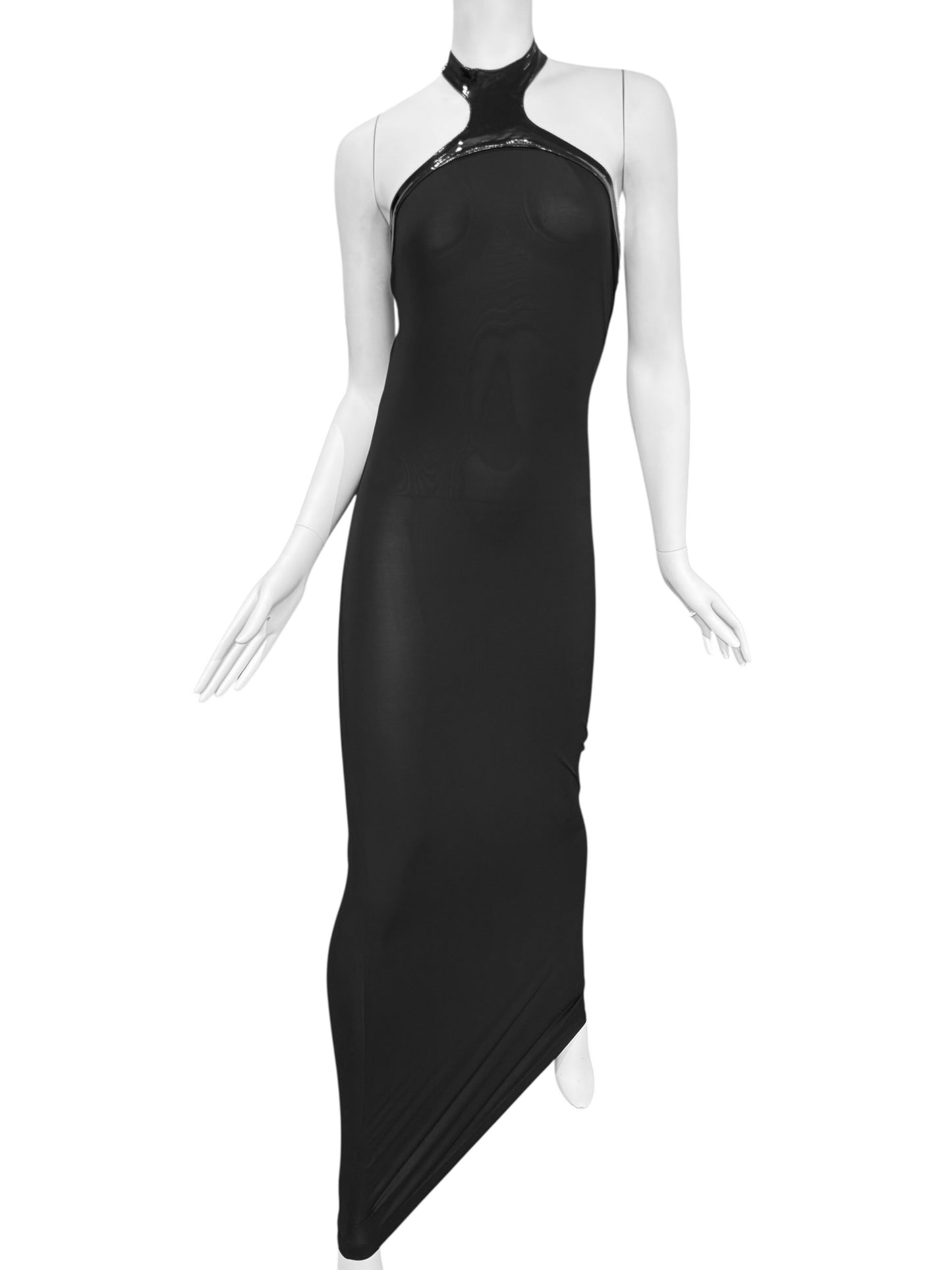 PLEIN SUD SS2004 BLACK HALTER-NECK MAXI DRESS
