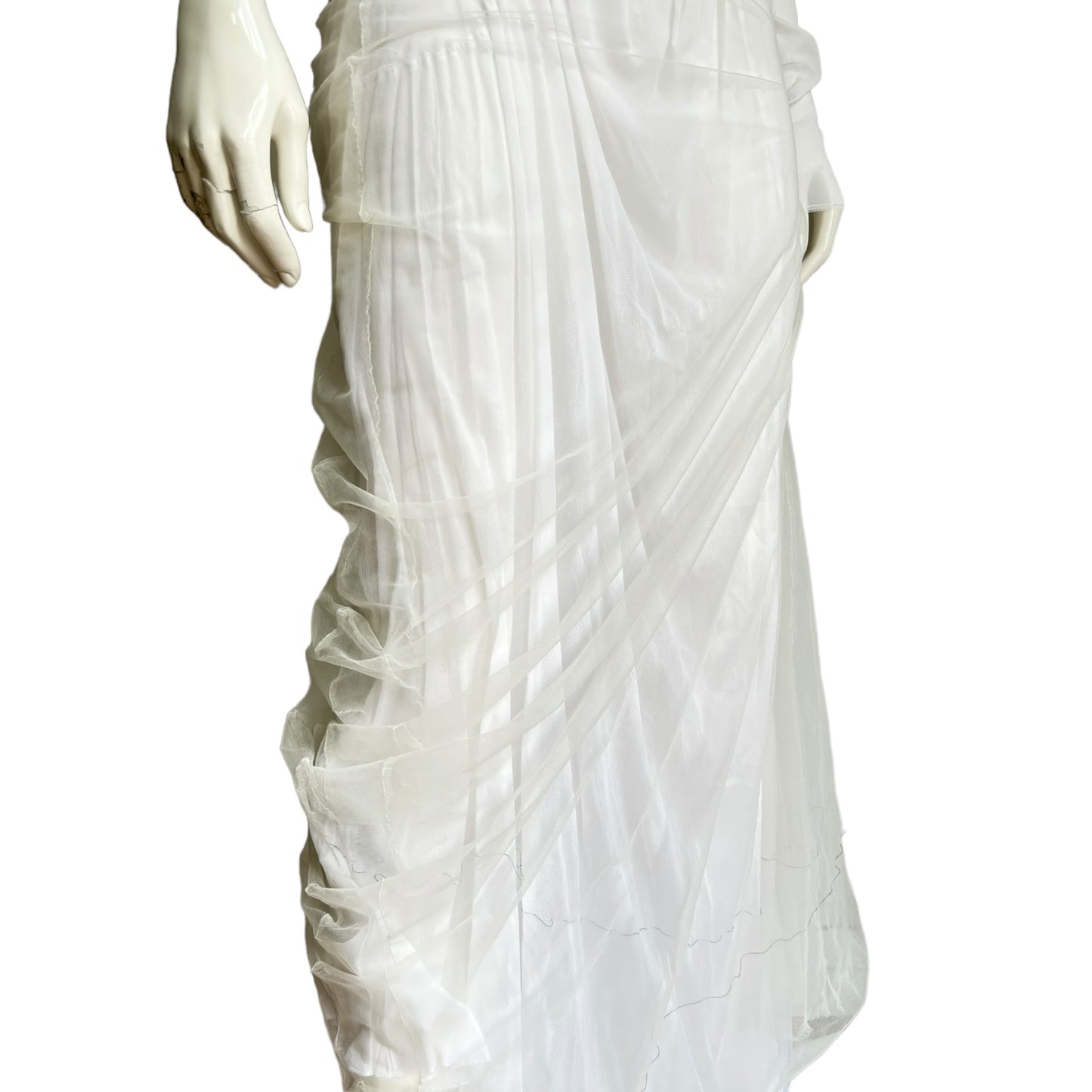 MAISON MARGIELA SS2021 BY GALLIANO WHITE 2 IN 1 TULLE SILK WET MAXI DRESS