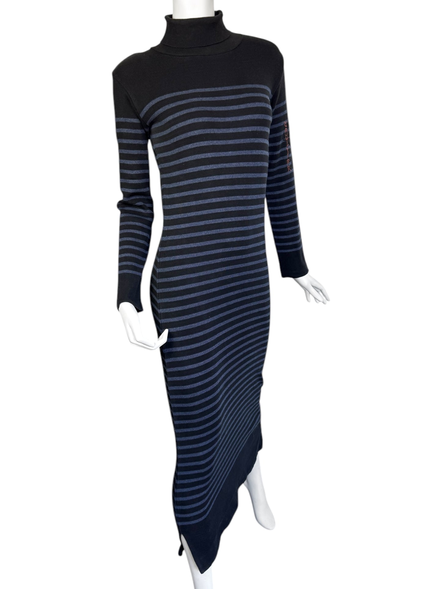 JEAN PAUL GAULTIER 1990s BLACK & BLUE STRIPED SAILOR MAXI DRESS
