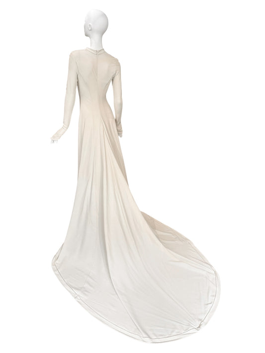 FAYÇAL AMOR SS1993 CREAM PICOT STITCHING BRIDAL GOWN