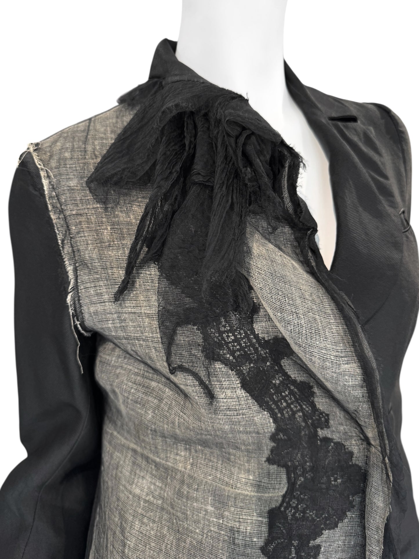 MARC LE BIHAN 1994 BLACK ASYMMETRICAL EMBELLISHED BLAZER