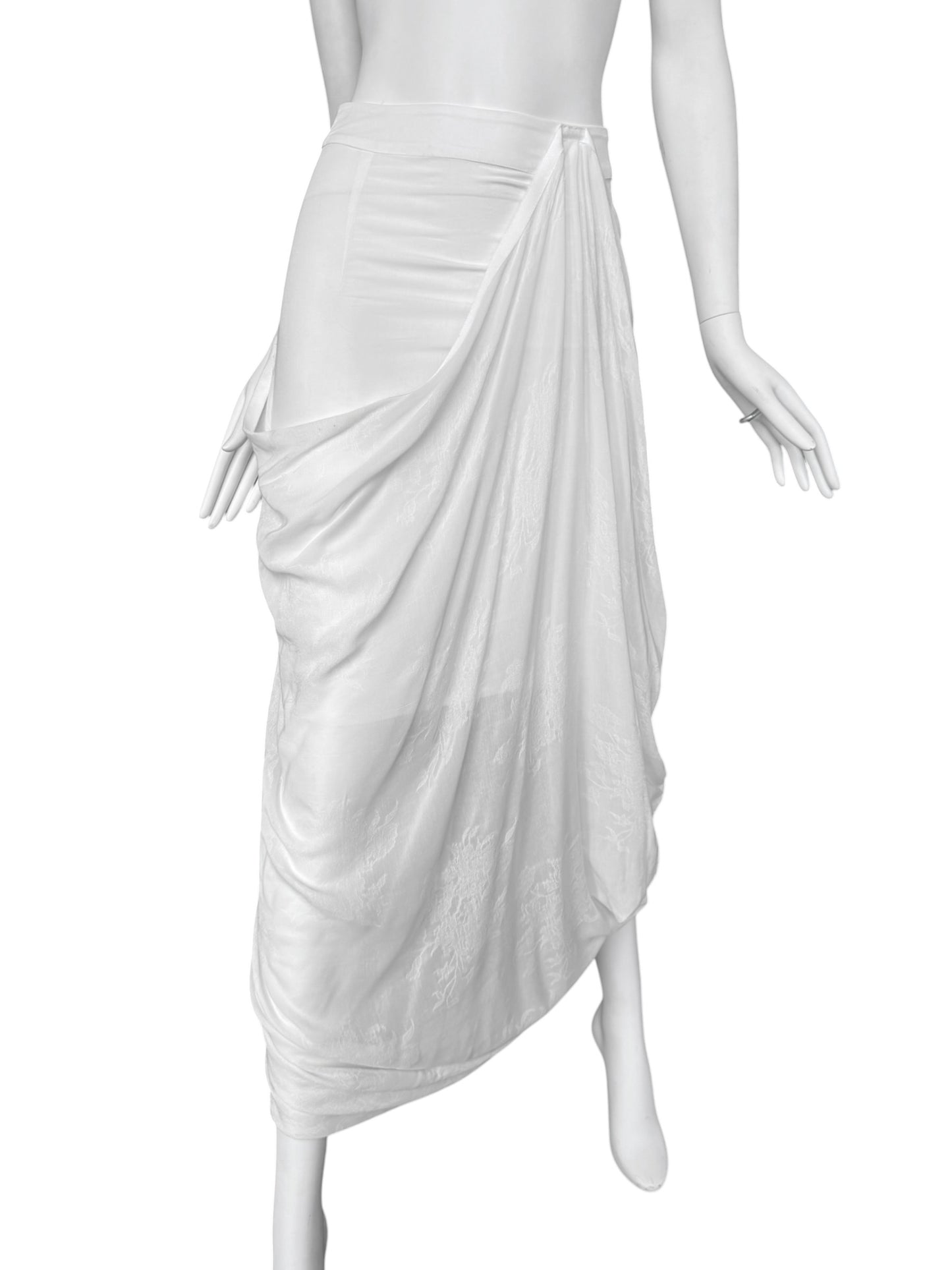 MARC LE BIHAN 2020s WHITE DRAPED MAXI SKIRT
