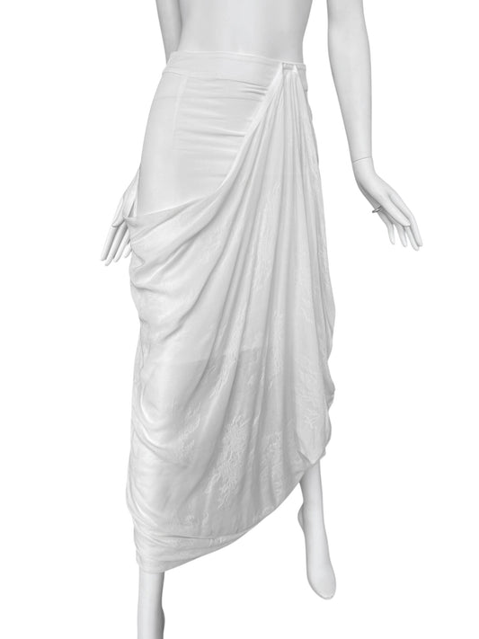 MARC LE BIHAN 2020s WHITE DRAPED MAXI SKIRT