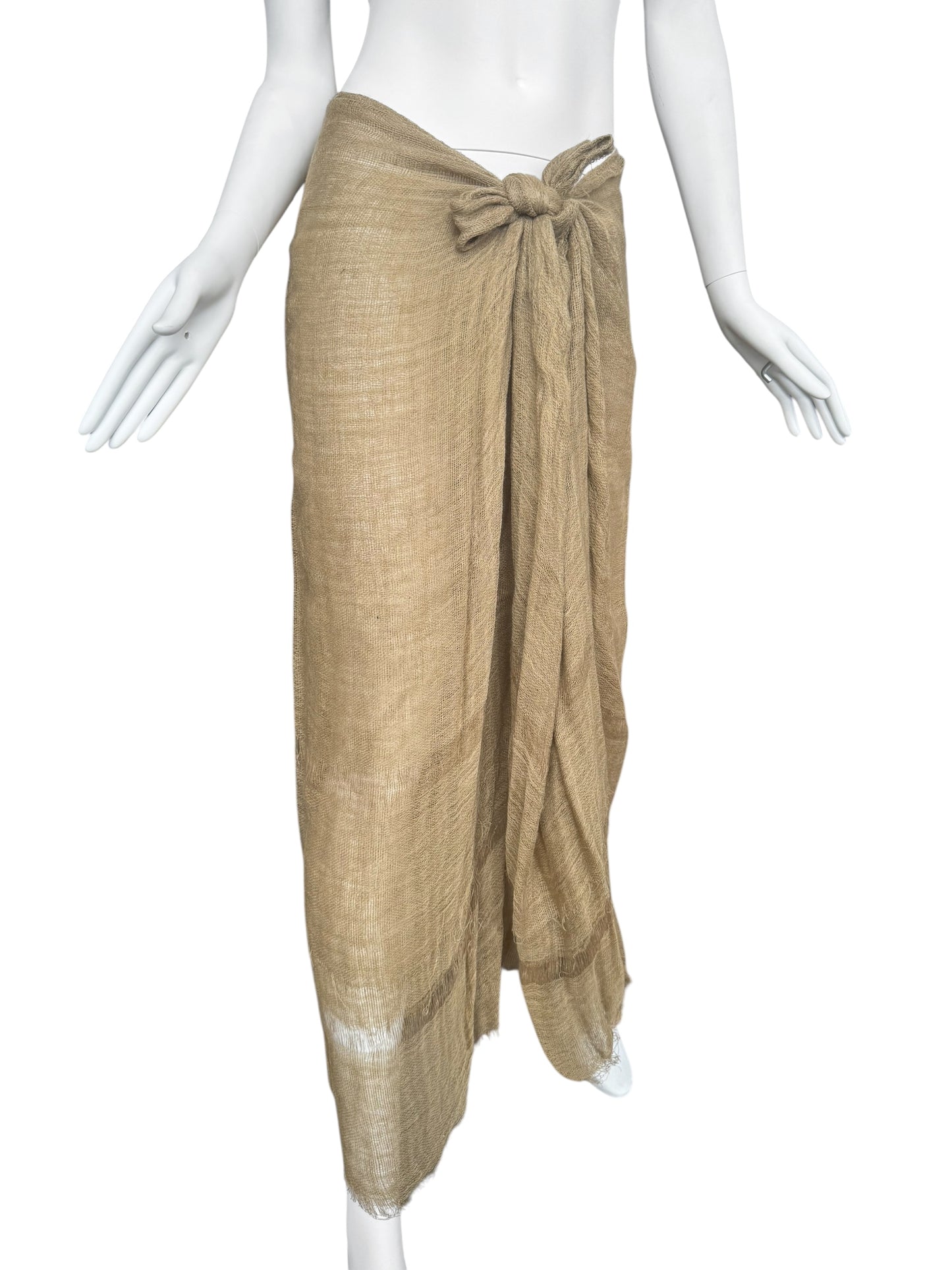 FAYÇAL AMOR SS1993 BEIGE RAW JUTE MAXI SKIRT