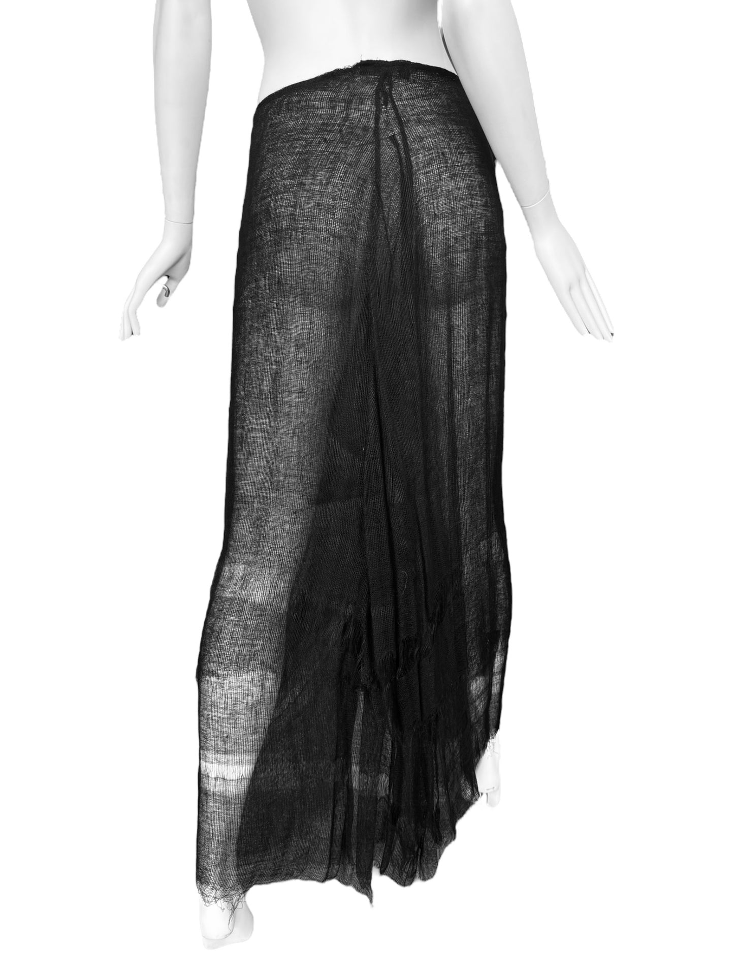 FAYÇAL AMOR SS1993 BLACK RAW JUTE MAXI SKIRT