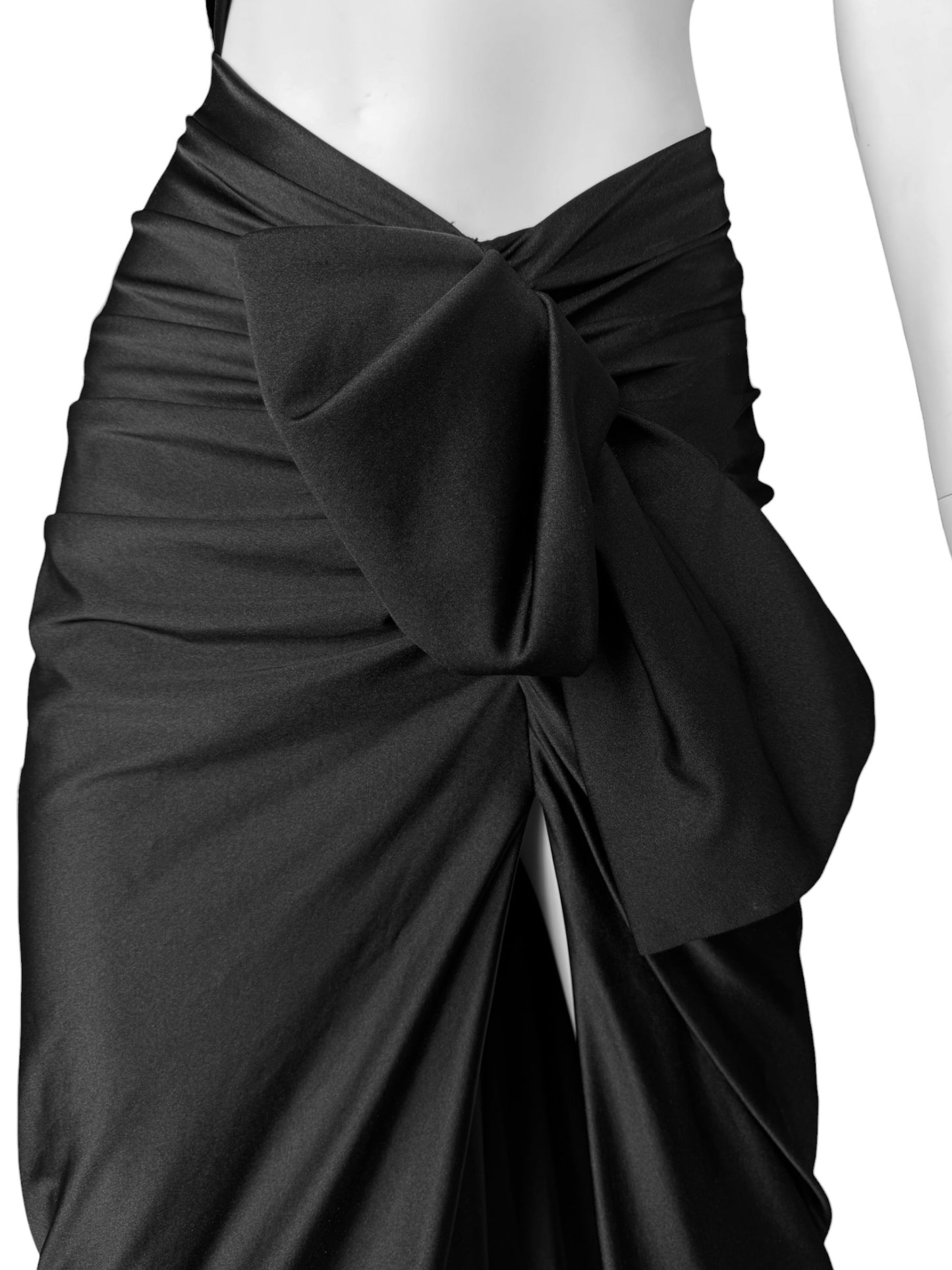 SAINT LAURENT SS2022 BY ANTHONY VACCARELLO BLACK ASYMMETRICAL CUT OUT MAXI DRESS
