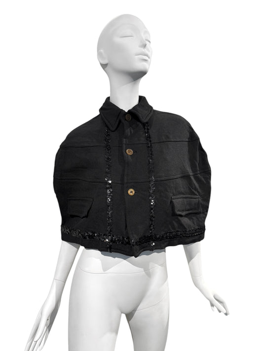 COMME DES GARÇONS AD2005 BLACK SEQUINS EMBELLISHED CAPE