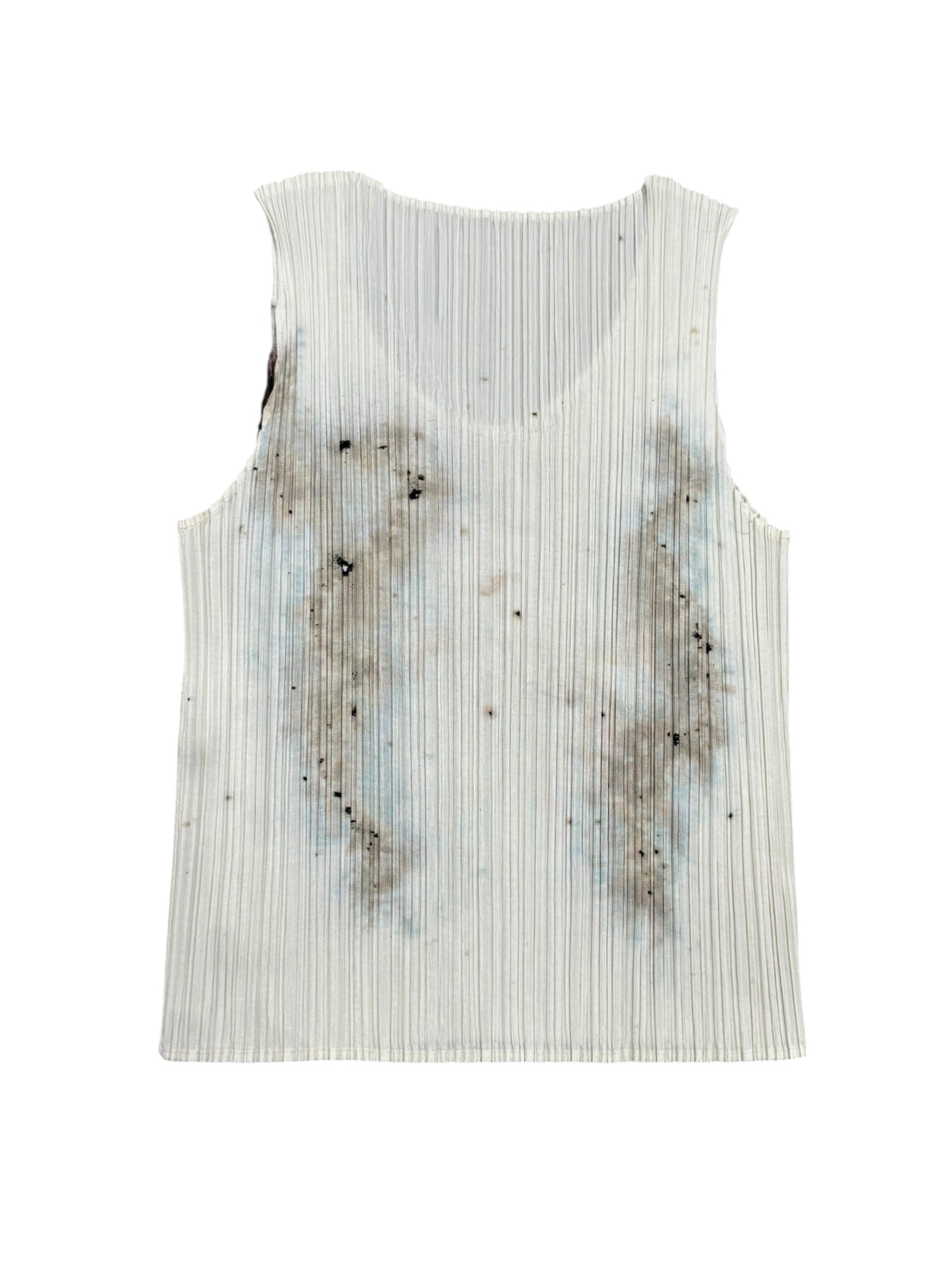 PLEATS PLEASE ISSEY MIYAKE 1998 X CAI GUO-QIANG GUNPOWDER PRINT PLEATED 3P. SET (TOP, PANTS & TUNIC)