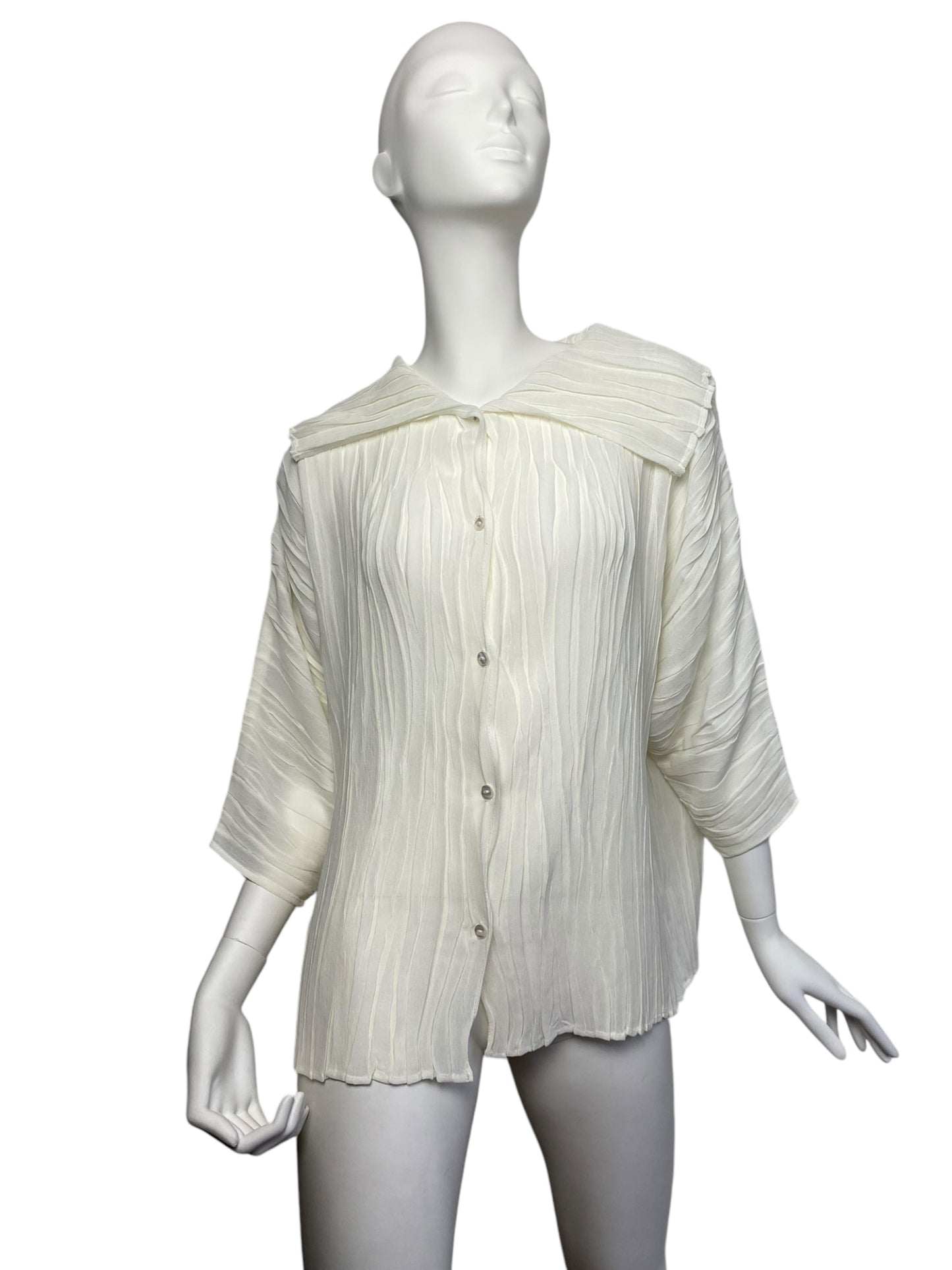 ADOLFO DOMINGUEZ 2000s OFF-WHITE PLEATED SHIRT