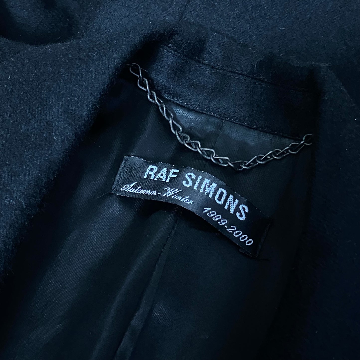 RAF SIMONS FW1999 BLACK WOOL ZIPPED COAT