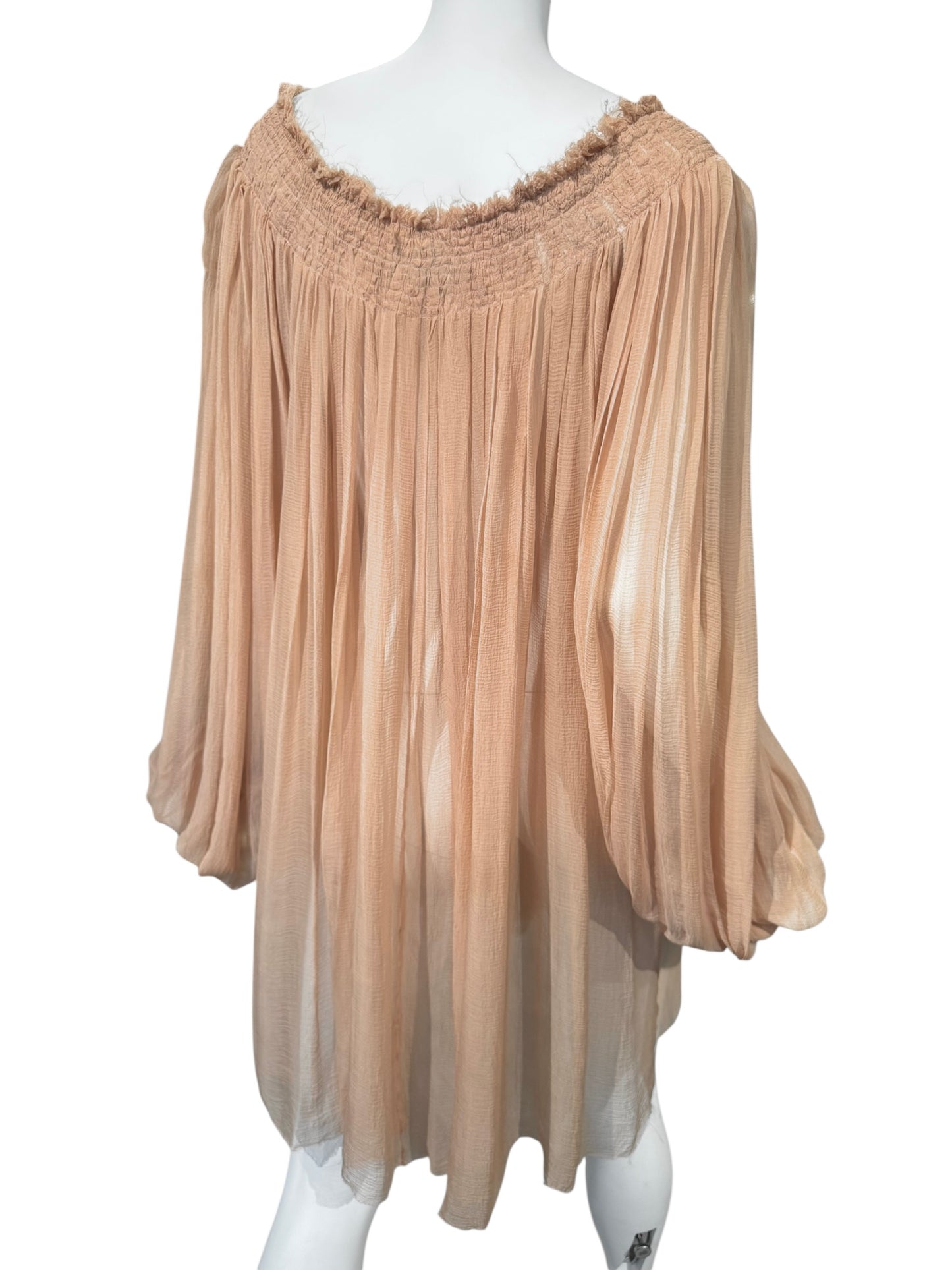 ALEXANDER MCQUEEN SS2003 «IRERE» BLUSH NUDE SILK BLOUSE/DRESS
