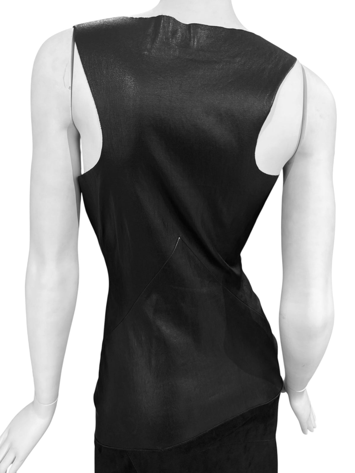 JITROIS 2000s BLACK LEATHER LACE-UP MIDI DRESS