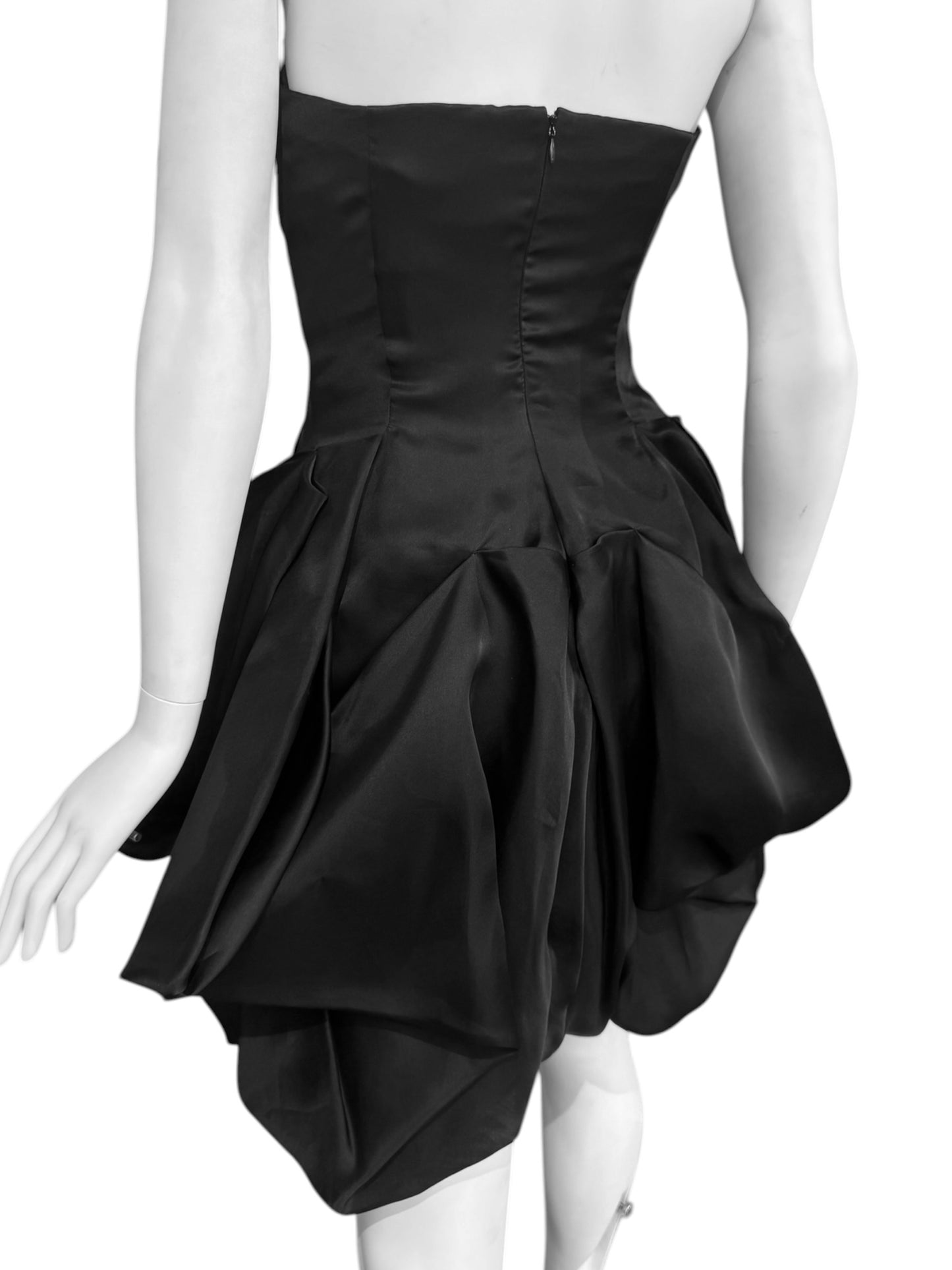 ALEXANDER MCQUEEN SS2009 «NATURAL DIS-TINCTION UN-NATURAL SELECTION» BLACK SILK BUSTIER MINI DRESS
