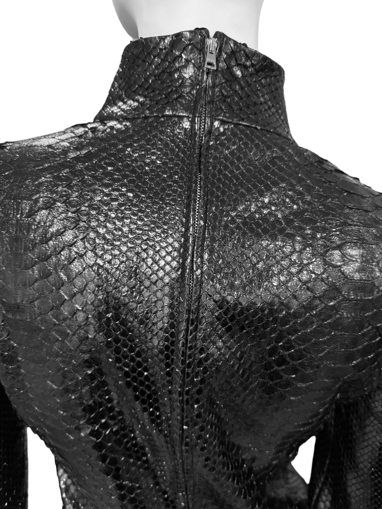 GUCCI FW2013 BY FRIDA GIANNINI BLACK PYTHON LEATHER JACKET