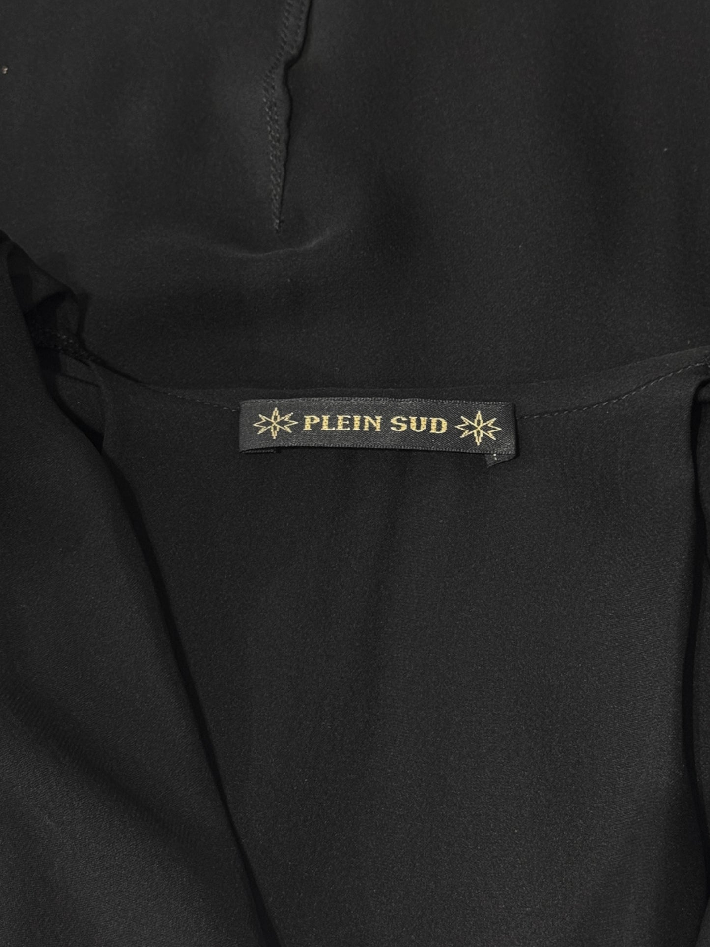 PLEIN SUD 2010s BLACK SILK HOODED TOP