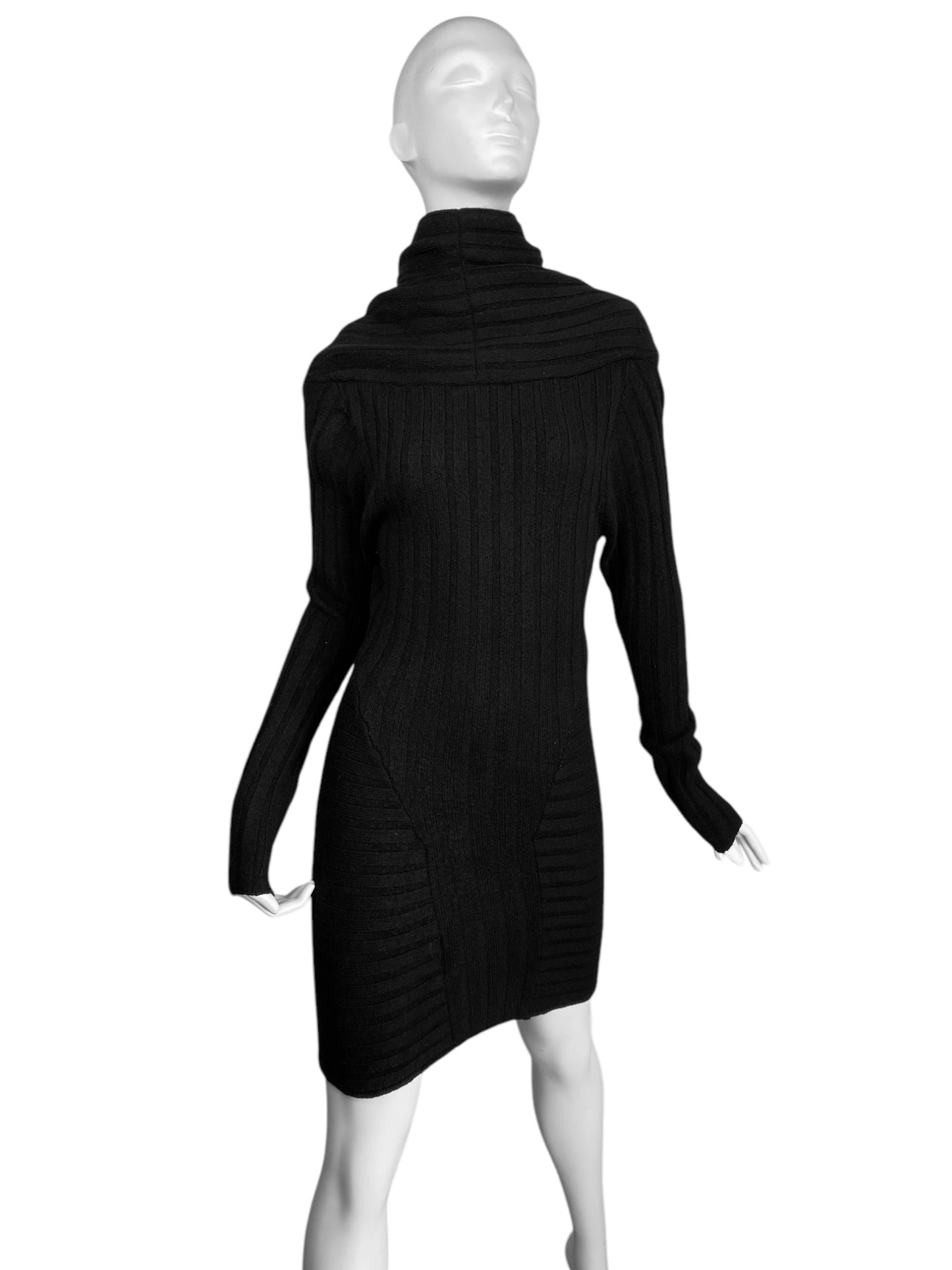 PLEIN SUD JEANIUS 2000s BLACK WOOL MULTI-WAY MINI DRESS
