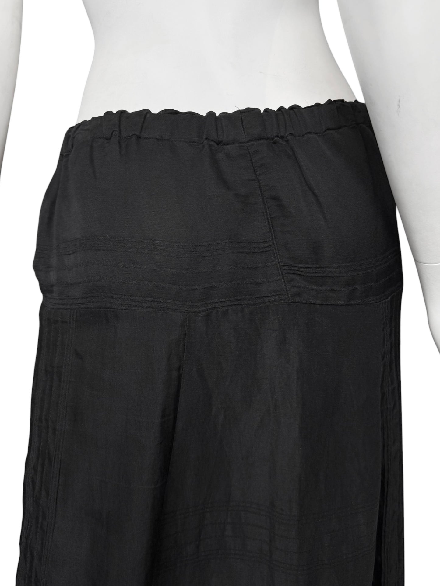 SHIRIN GUILD 1990s BLACK LINEN & SILK HAREM PANTS