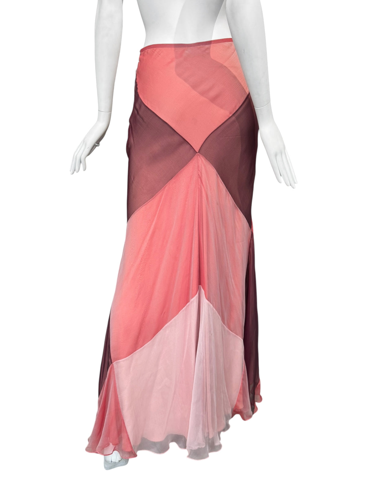 PLEIN SUD SUN 1990s PINK SILK MAXI SKIRT