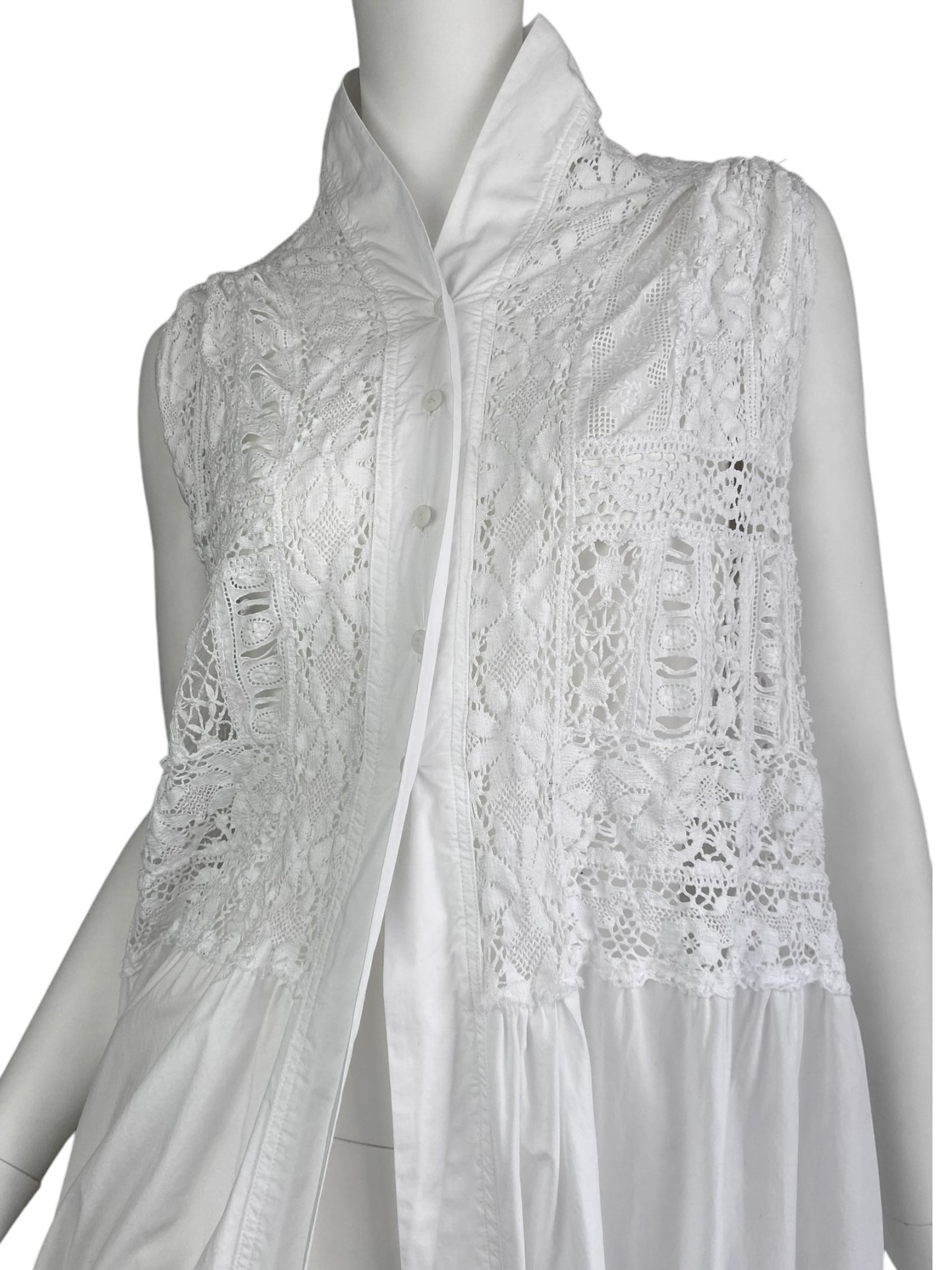 MARC LE BIHAN 2000s WHITE LACE MAXI COAT/DRESS