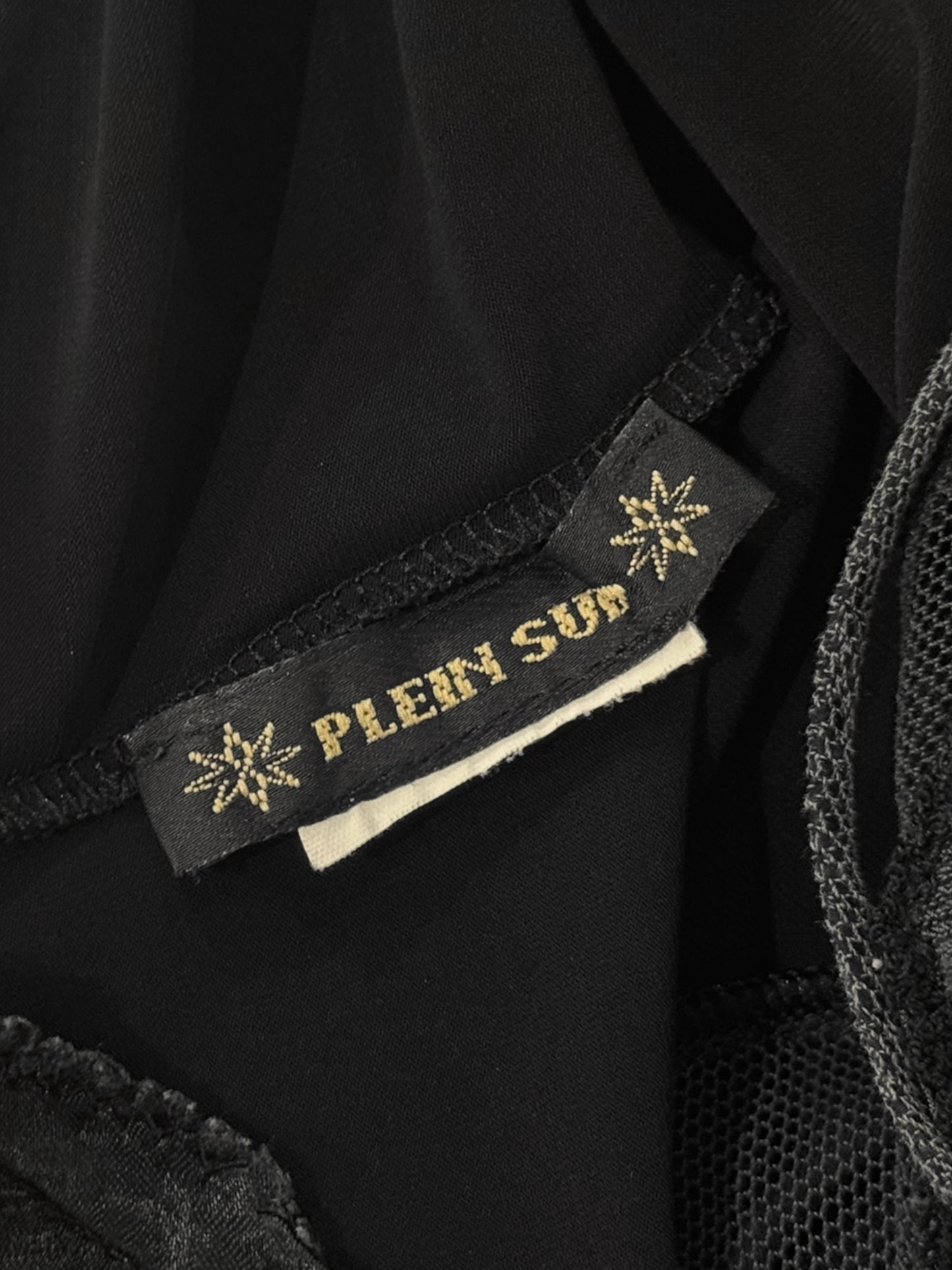 PLEIN SUD 2000s BLACK TULLE NECKLINE MIDI DRESS