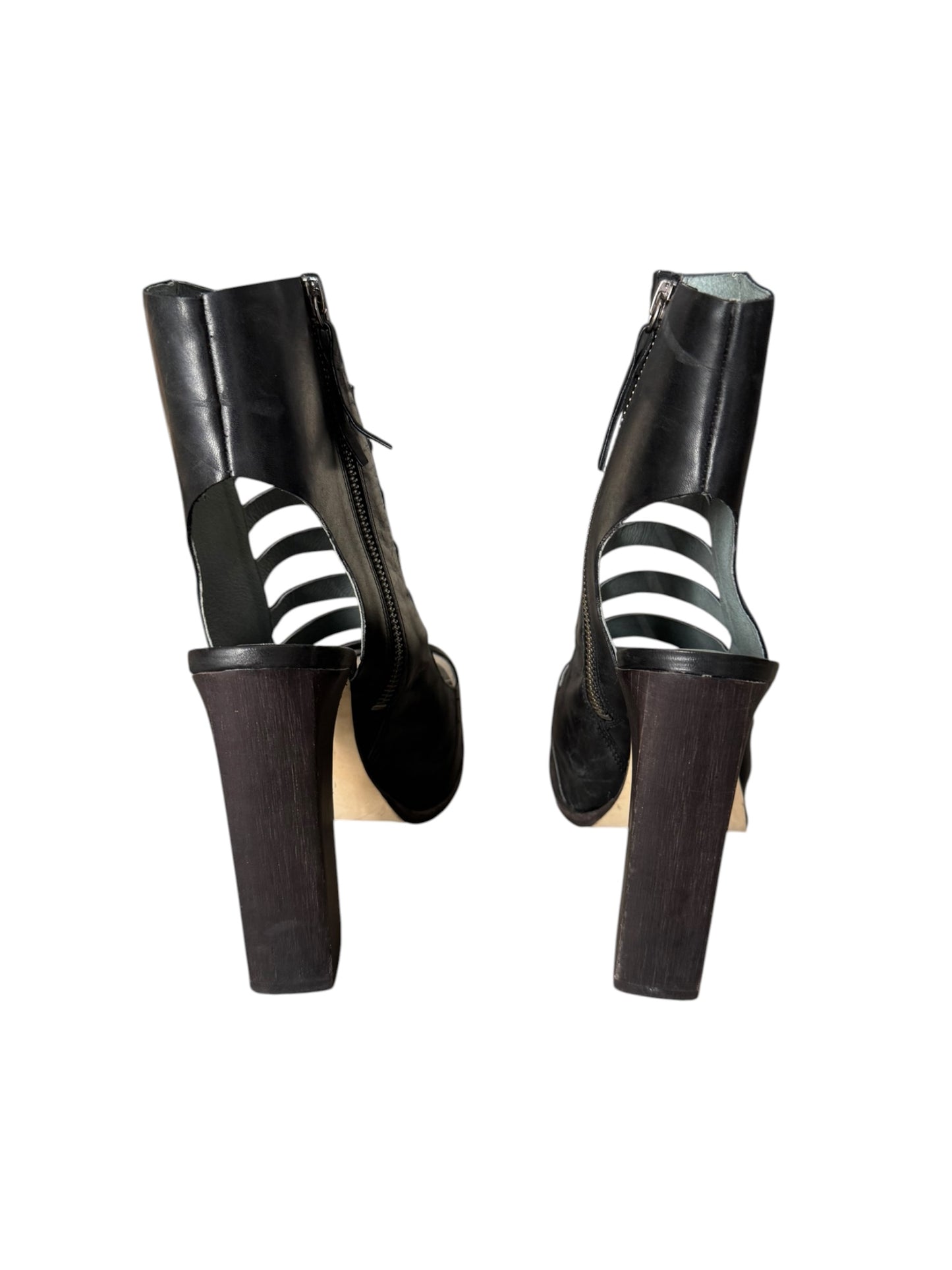 SOPHIA KOKOSALAKI 2010s BLACK LEATHER STRAPPY ANKLE BOOTS
