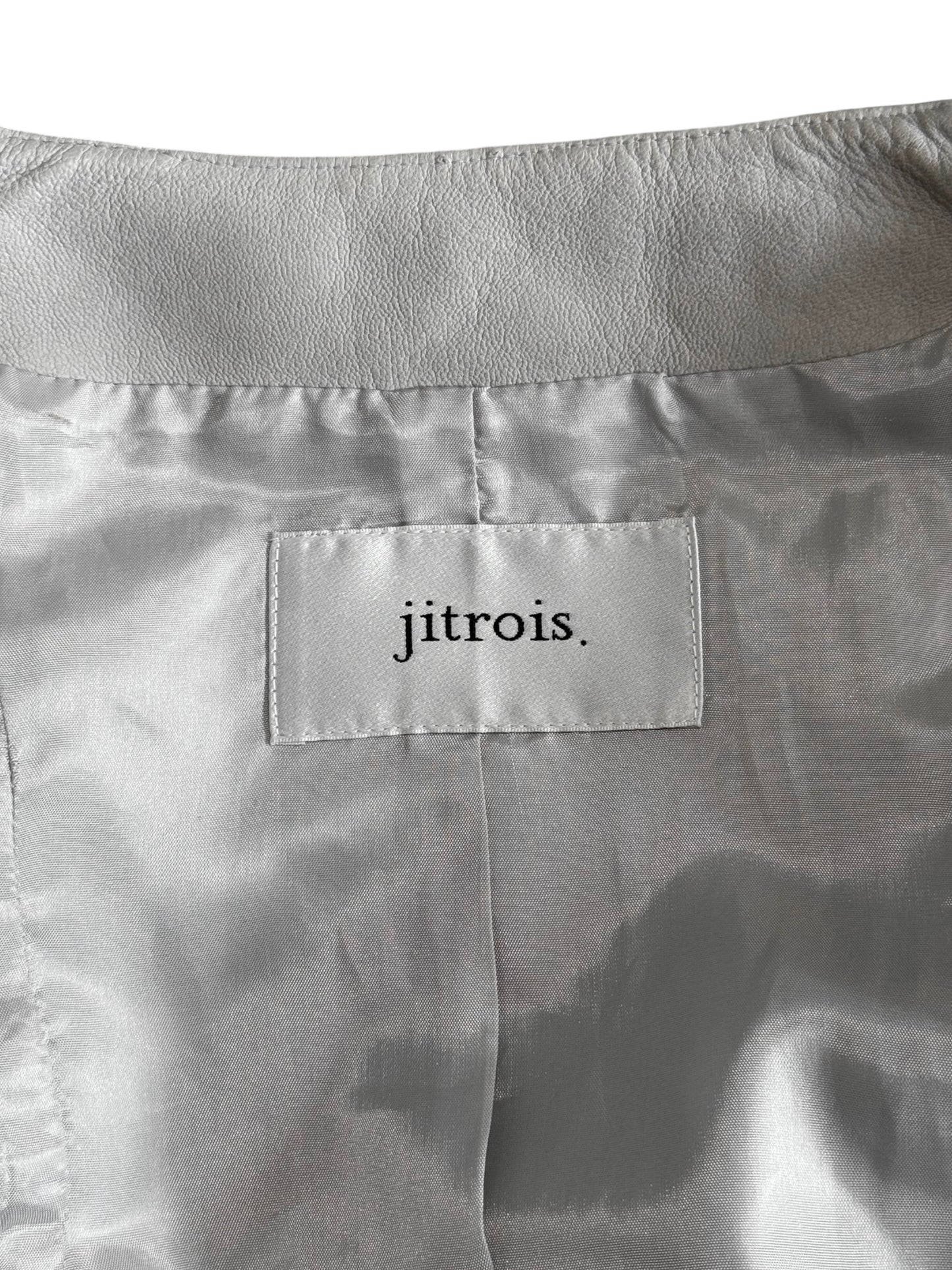 JITROIS 2000s GREY LEATHER LACE-UP JACKET