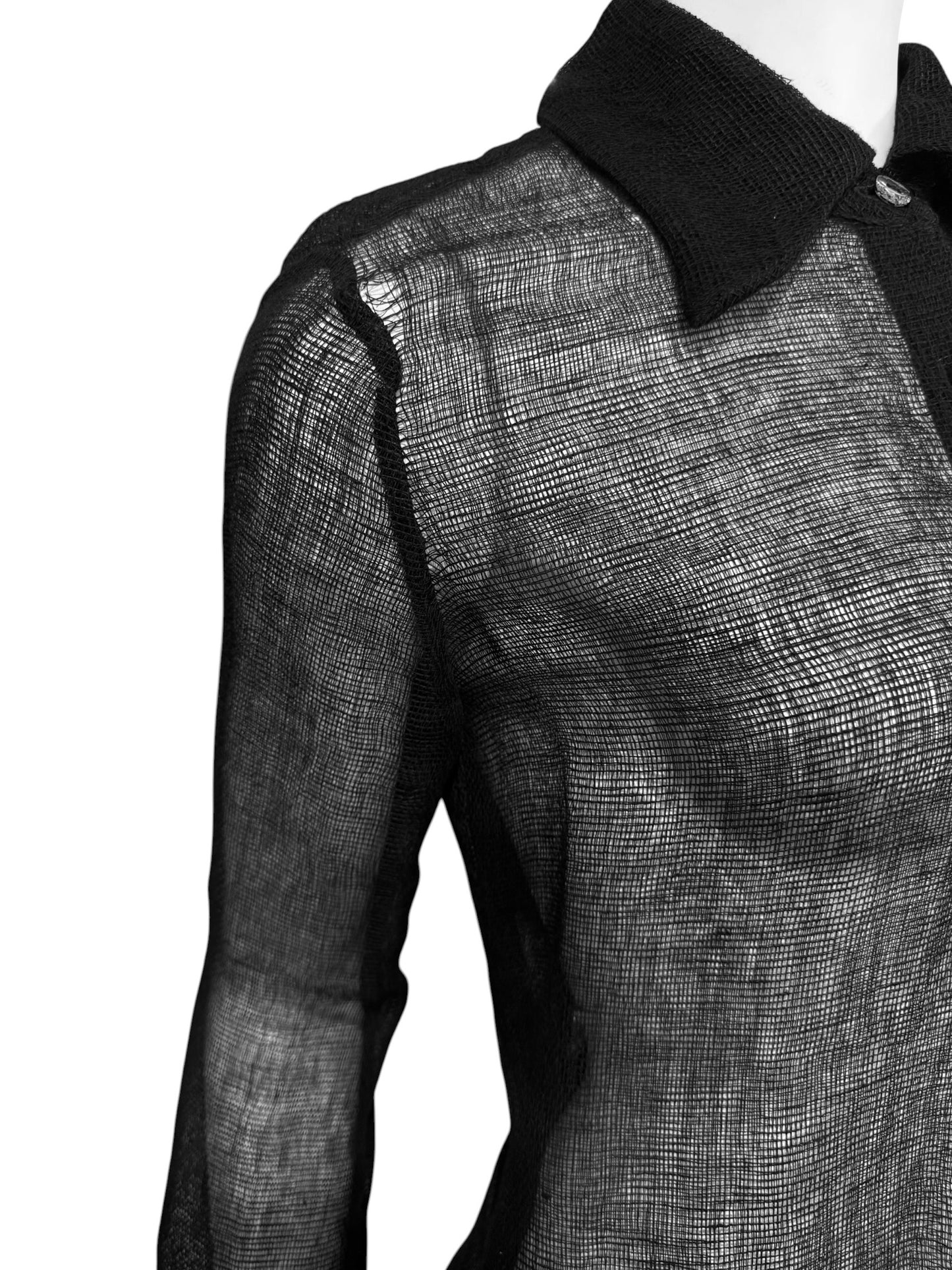 FAYÇAL AMOR SS1993 BLACK RAW JUTE SHIRT