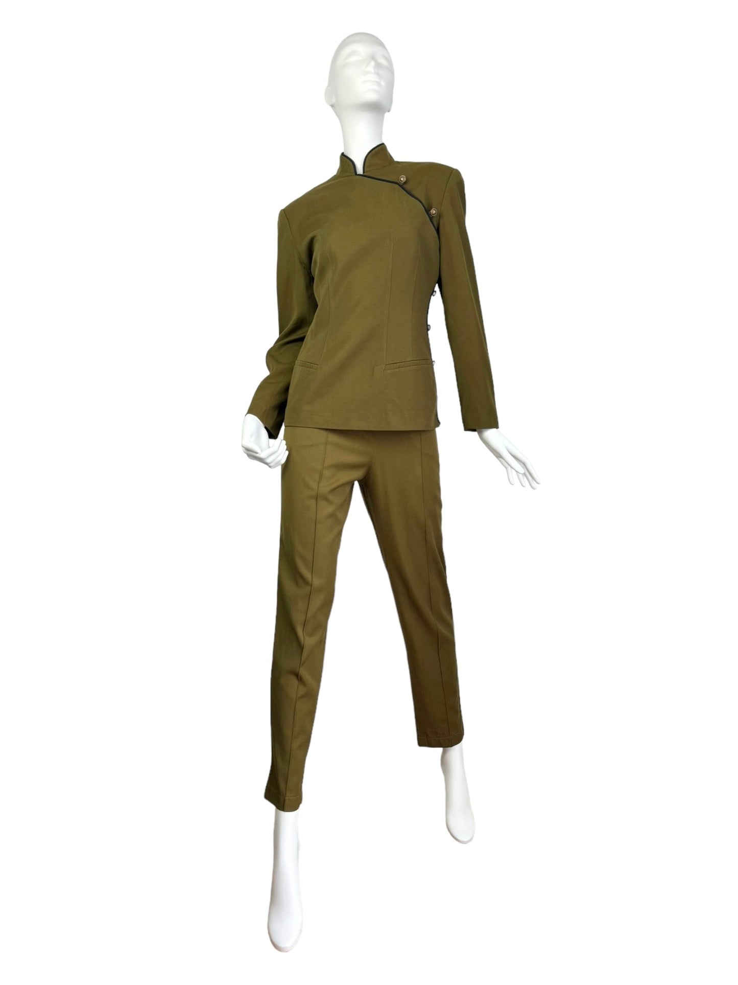 PLEIN SUD 1980s OLIVE GREEN SUIT (BLAZER+PANTS)