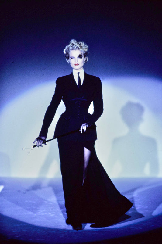 THIERRY MUGLER SS1997 ‘LES INSECTES’ BLACK WOOL HOURGLASS CORSET