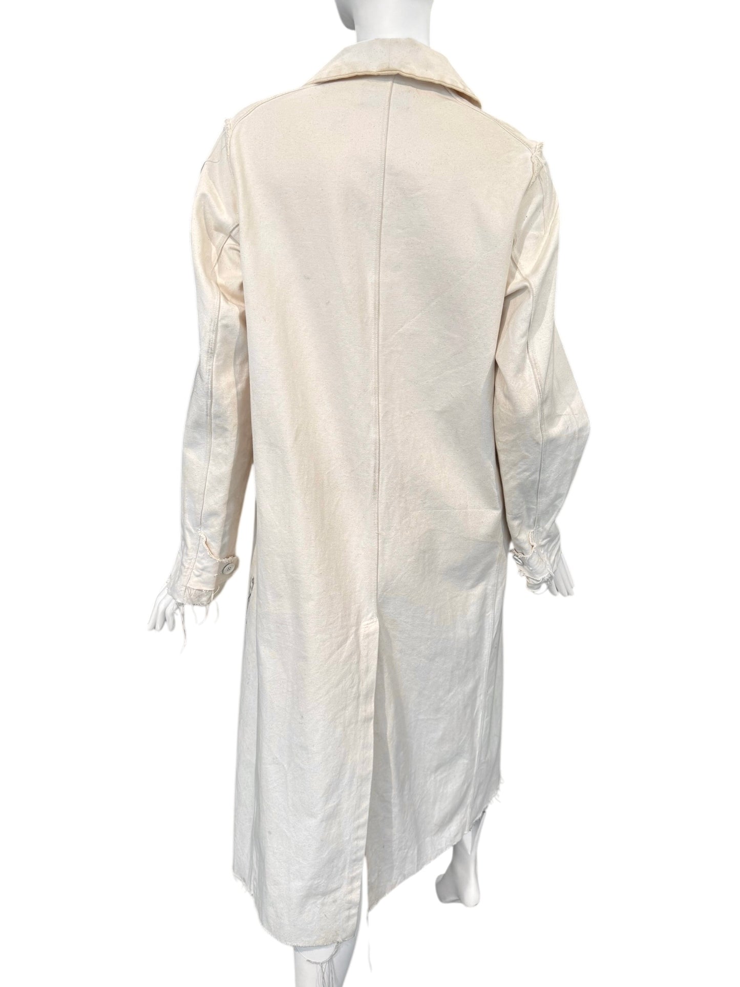 ELENA DAWSON 2010s CREAM COTTON CANVAS HAND-PAINTED COAT