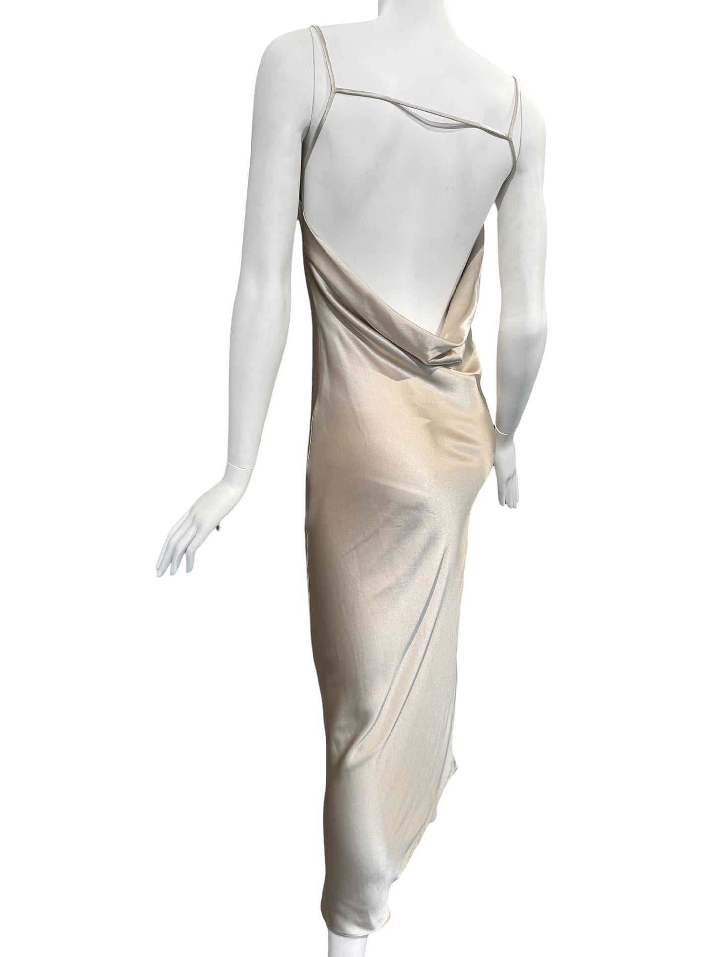 PLEIN SUD 1990s CHAMPAGNE OPEN BACKLESS MAXI DRESS