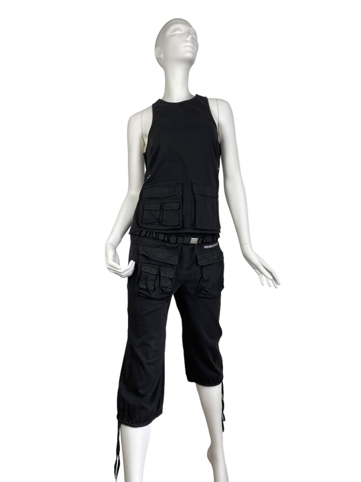 JEAN-PAUL GAULTIER SS2001 BLACK CARGO BONDAGE BACKLESS 2P. SET