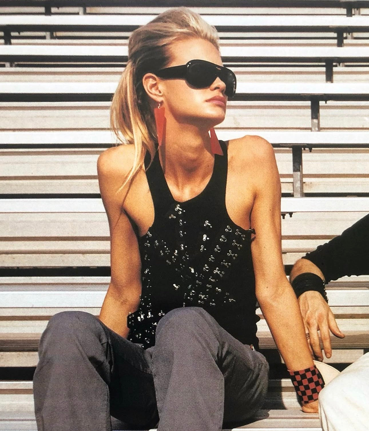 PLEIN SUD JEANS FW2003 BLACK HOOK & EYE STRAP TANK TOP