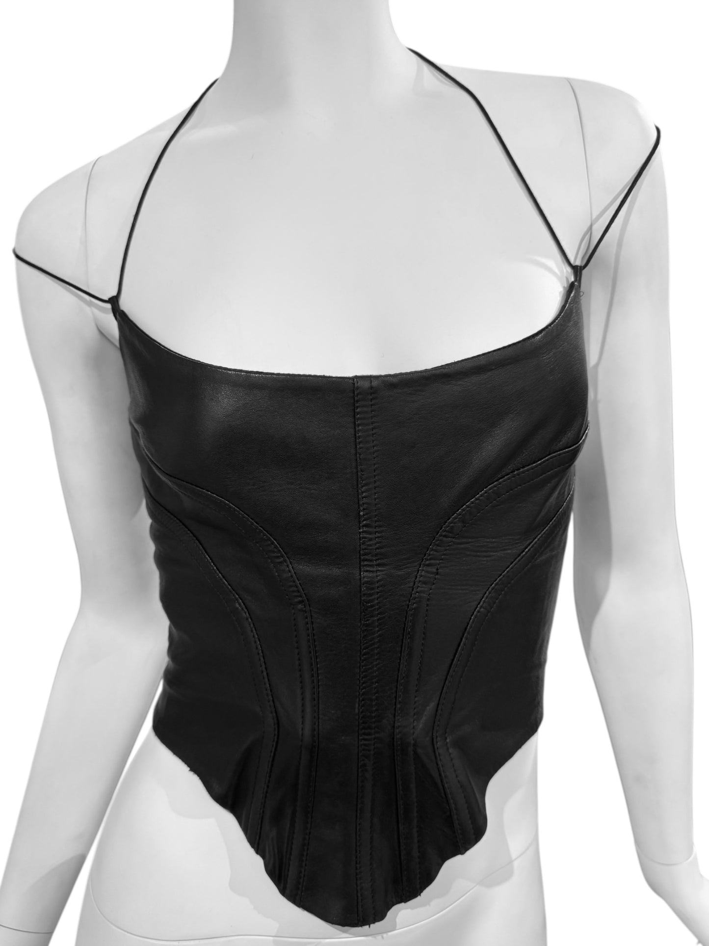 PLEIN SUD SS1994 BLACK LEATHER LACE-UP CORSET
