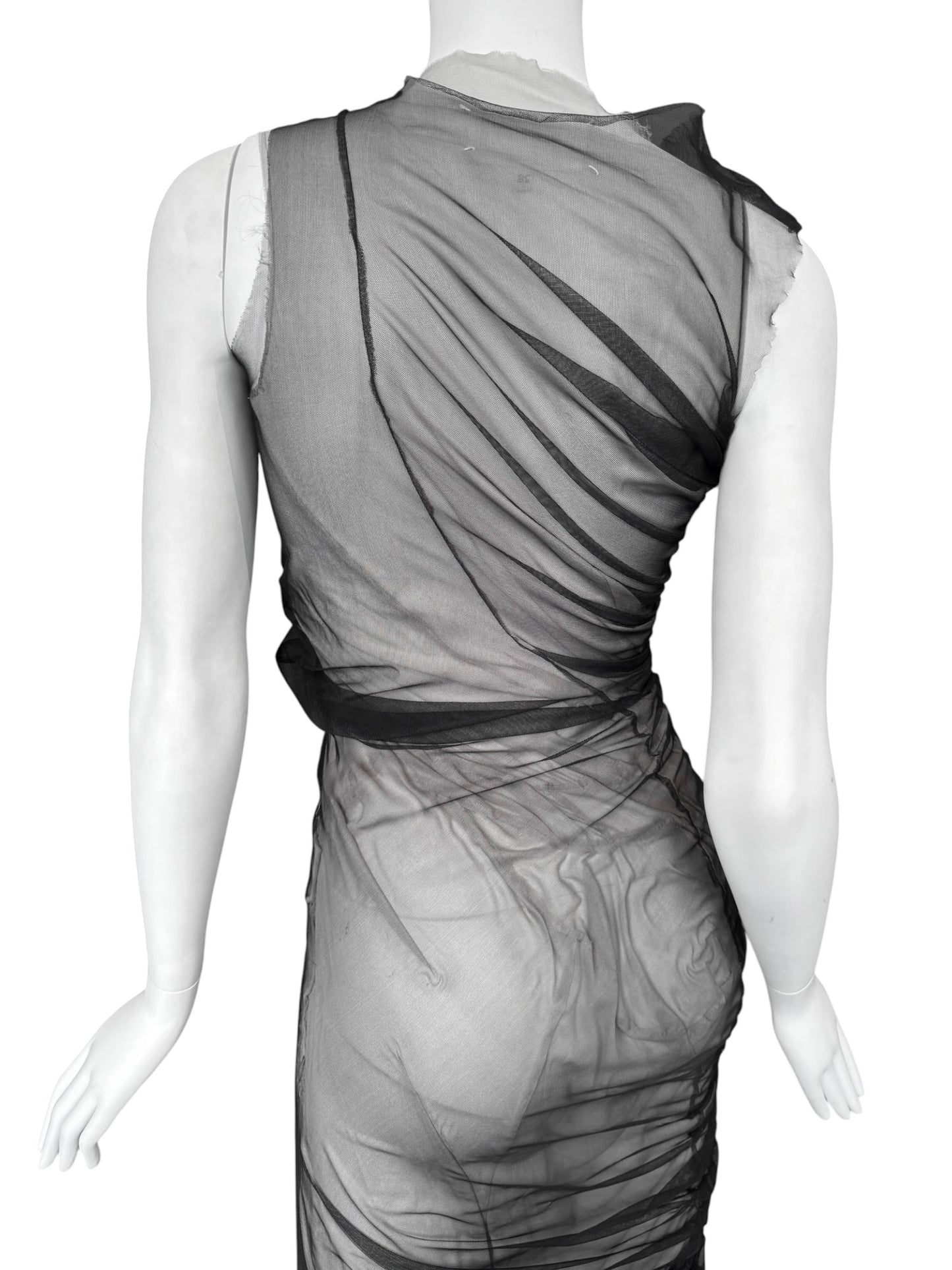 MAISON MARGIELA SS2021 BY JOHN GALLIANO BLACK & WHITE LAYERED DRAPÉ MAXI DRESS