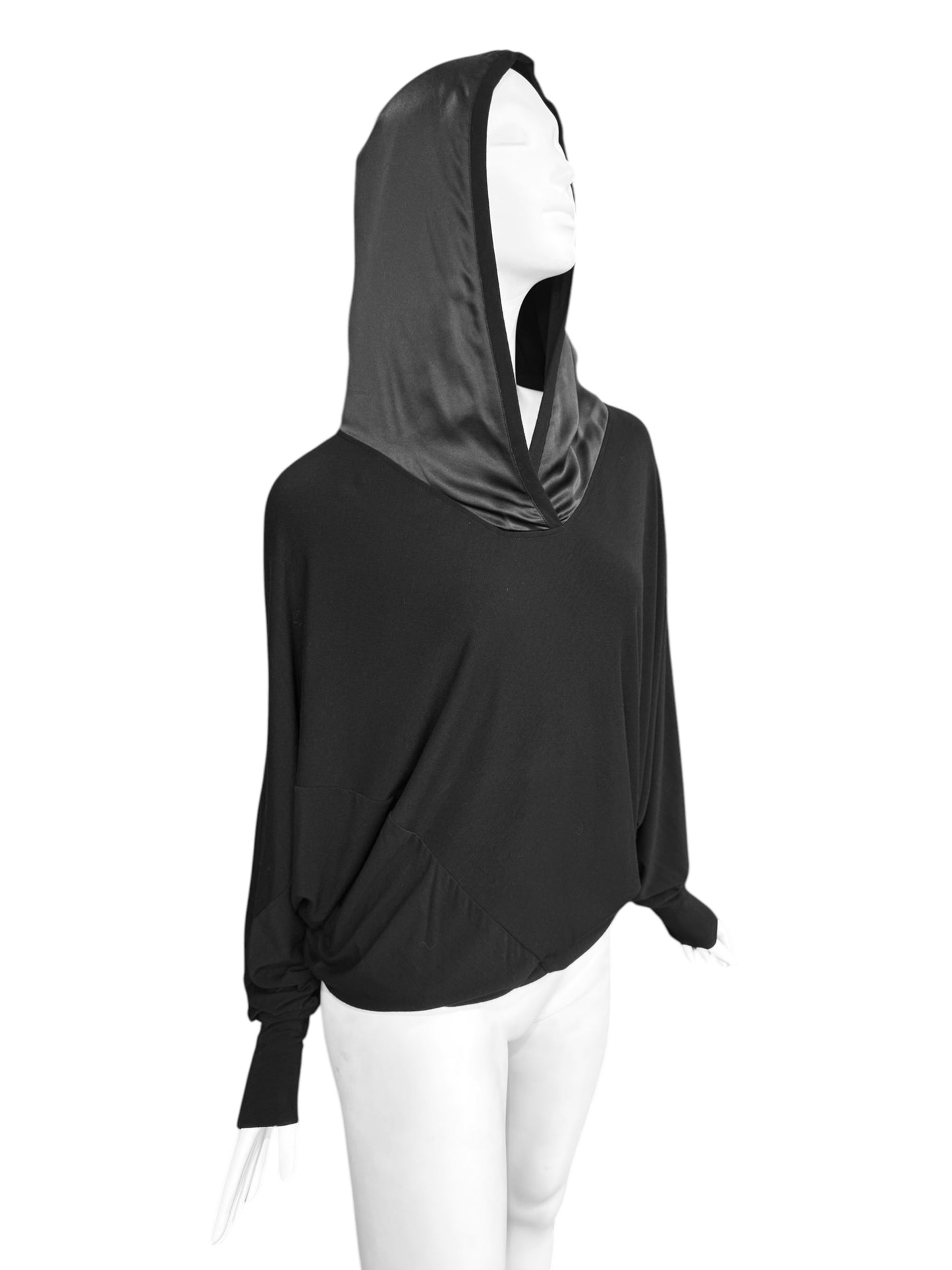 PLEIN SUD JEANIUS FW2013 BLACK HOODED BATWING SLEEVES SWEATER