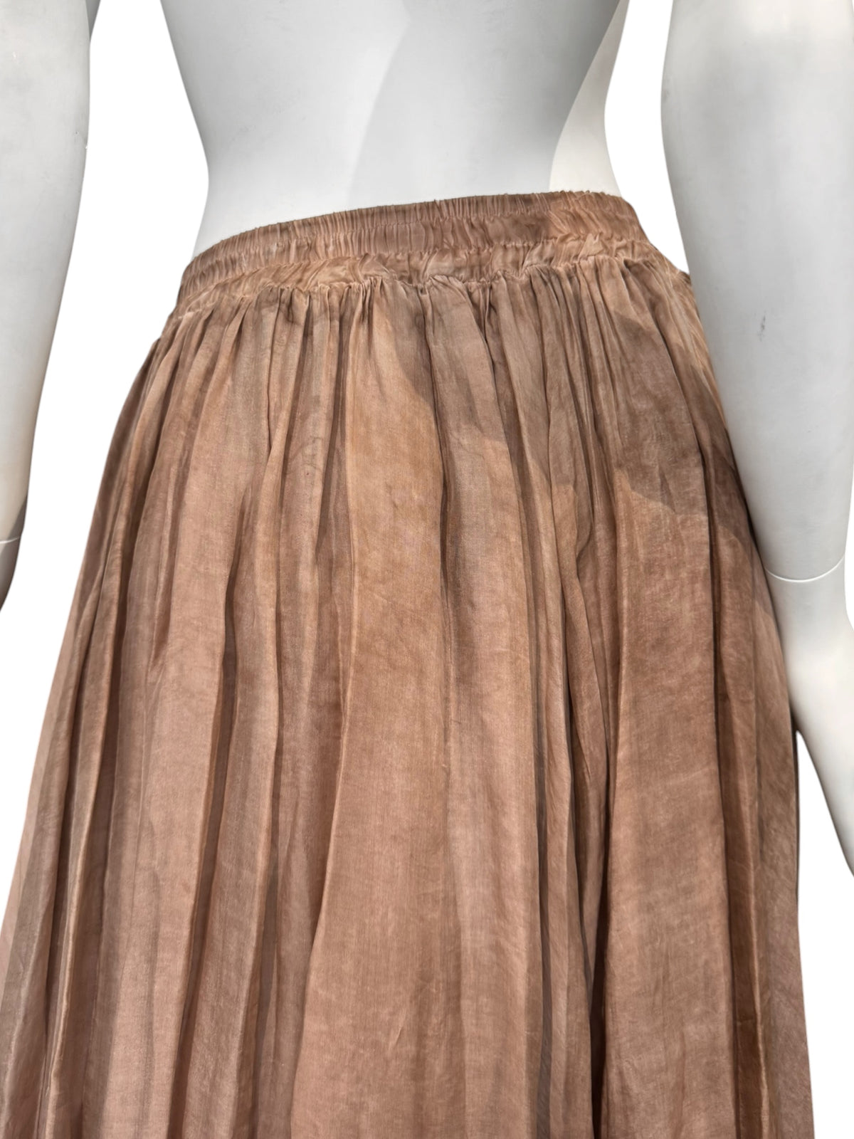 SANCTAMUERTE 2020s RUST LAYERED MAXI SKIRT