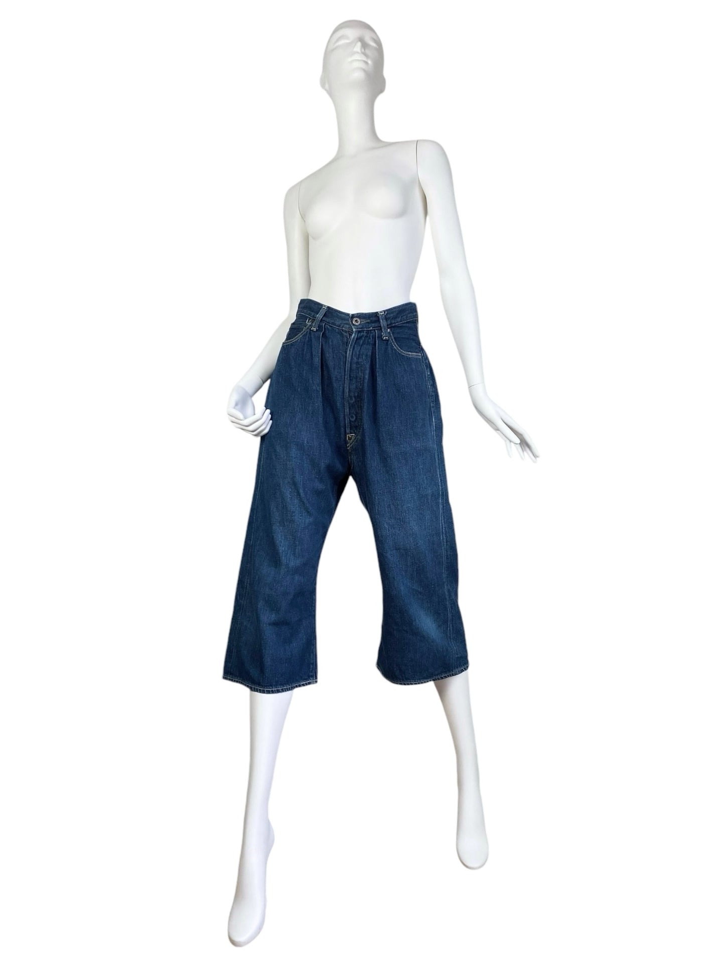 KAPITAL 2010s BLUE DENIM WIDE CAPRI PANTS