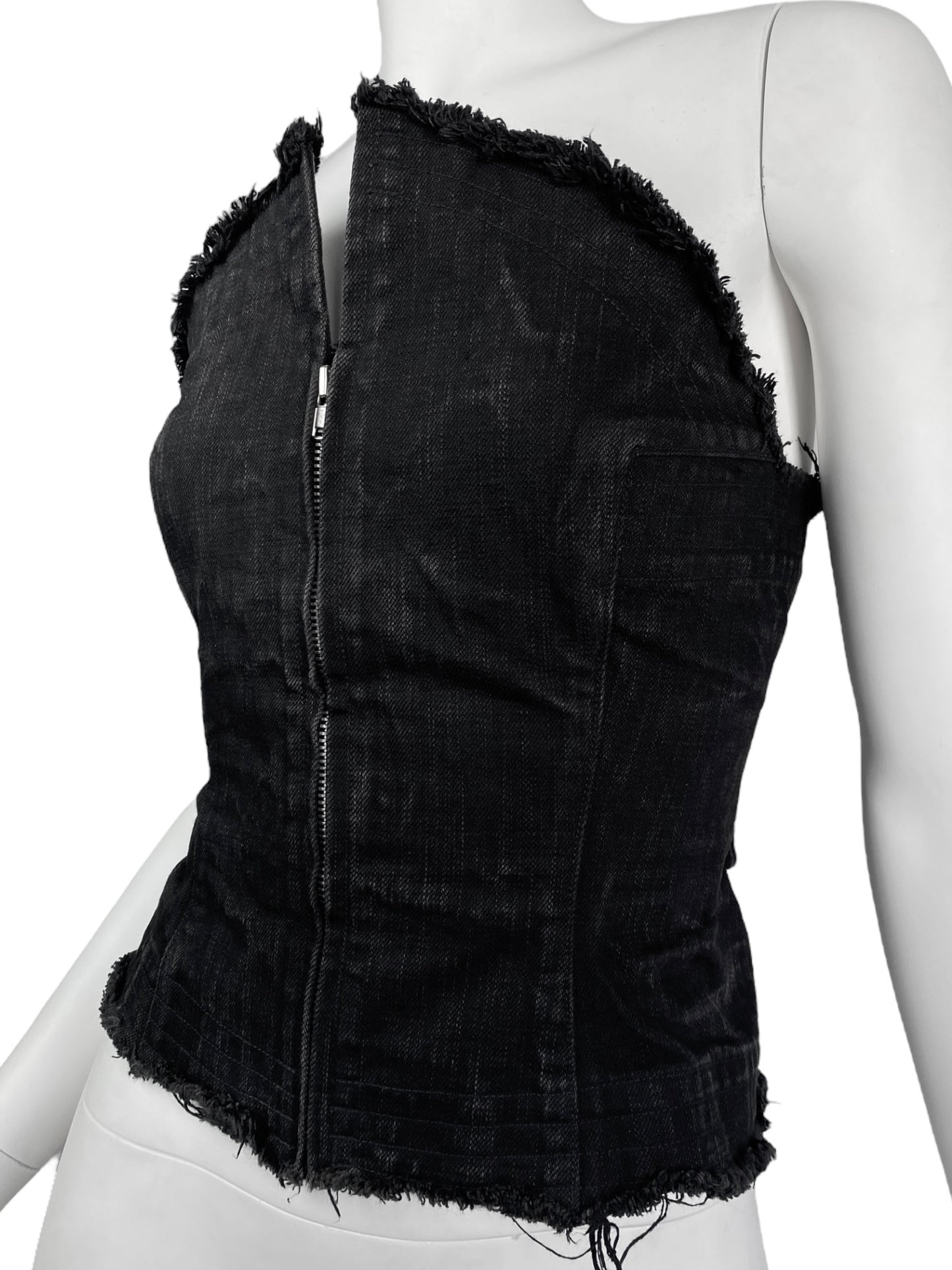 Y’S YOHJI YAMAMOTO 2010s BLACK DENIM BUSTIER CORSET TOP