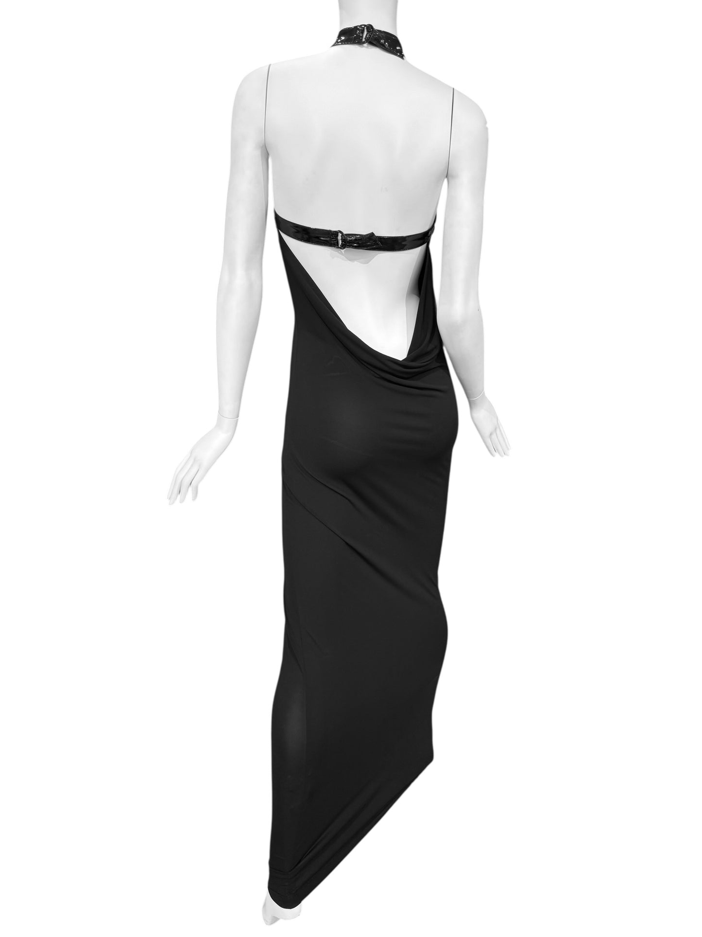 PLEIN SUD SS2004 BLACK HALTER-NECK MAXI DRESS