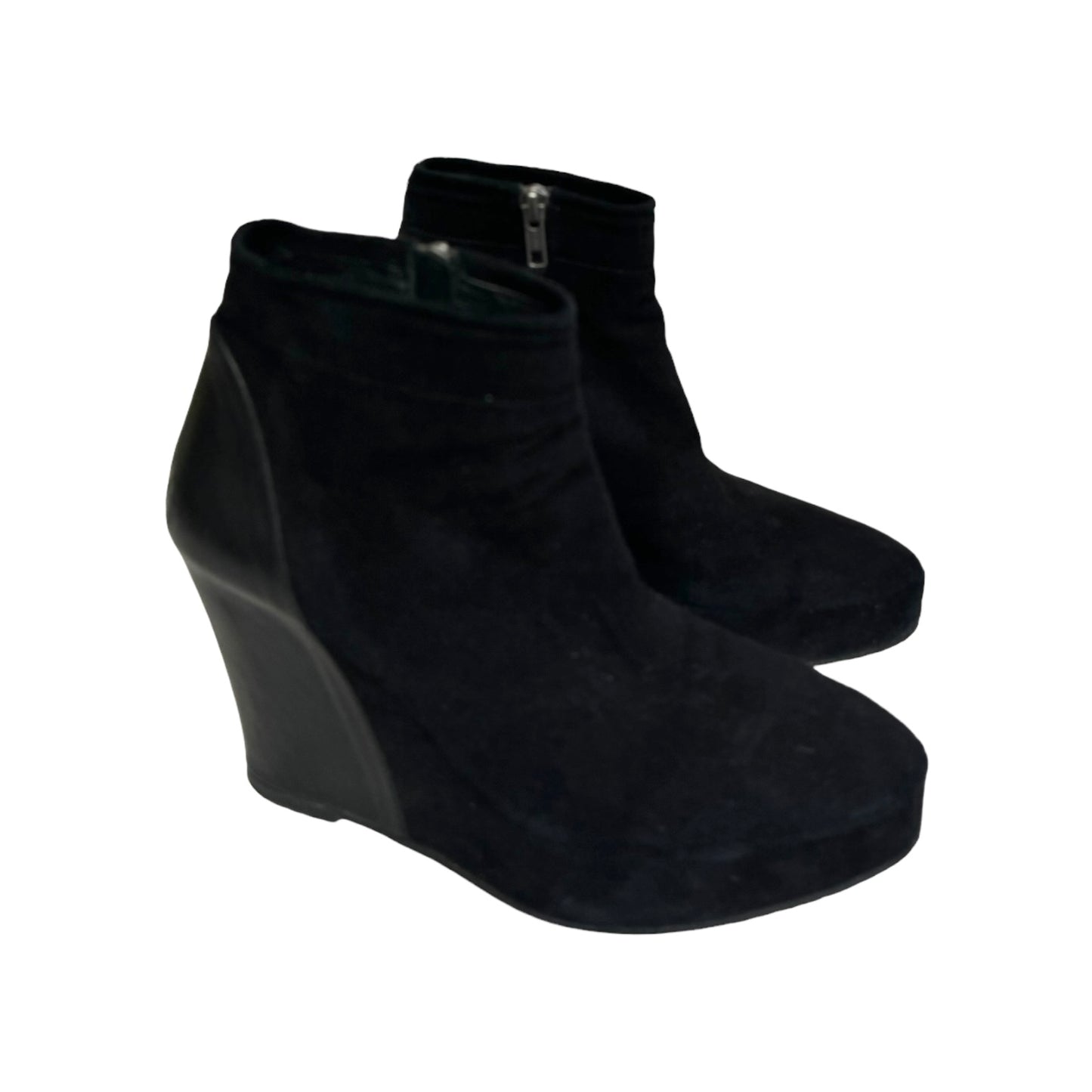 ANN DEMEULEMEESTER SS2011 BLACK LEATHER WEDGE ANKLE BOOTS