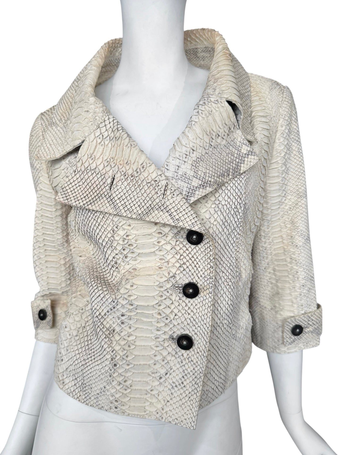 JITROIS 2000s CREAM PYTHON LEATHER JACKET