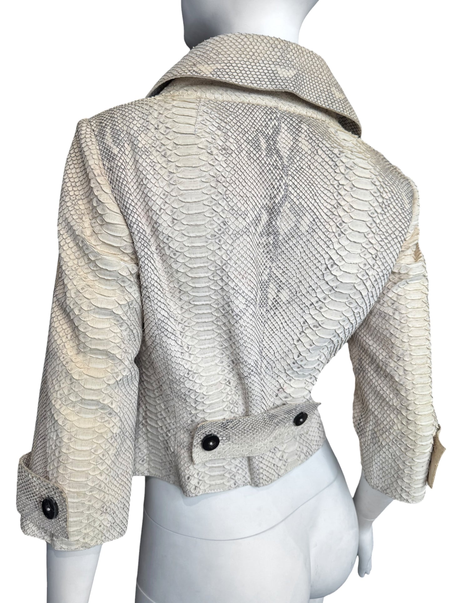 JITROIS 2000s CREAM PYTHON LEATHER JACKET