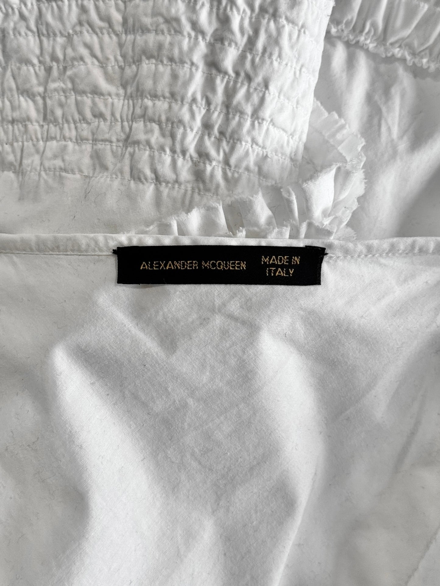ALEXANDER MCQUEEN SS2002 ‘THE DANCE OF THE TWISTED BULL’ WHITE RUFFLES MIDI SKIRT